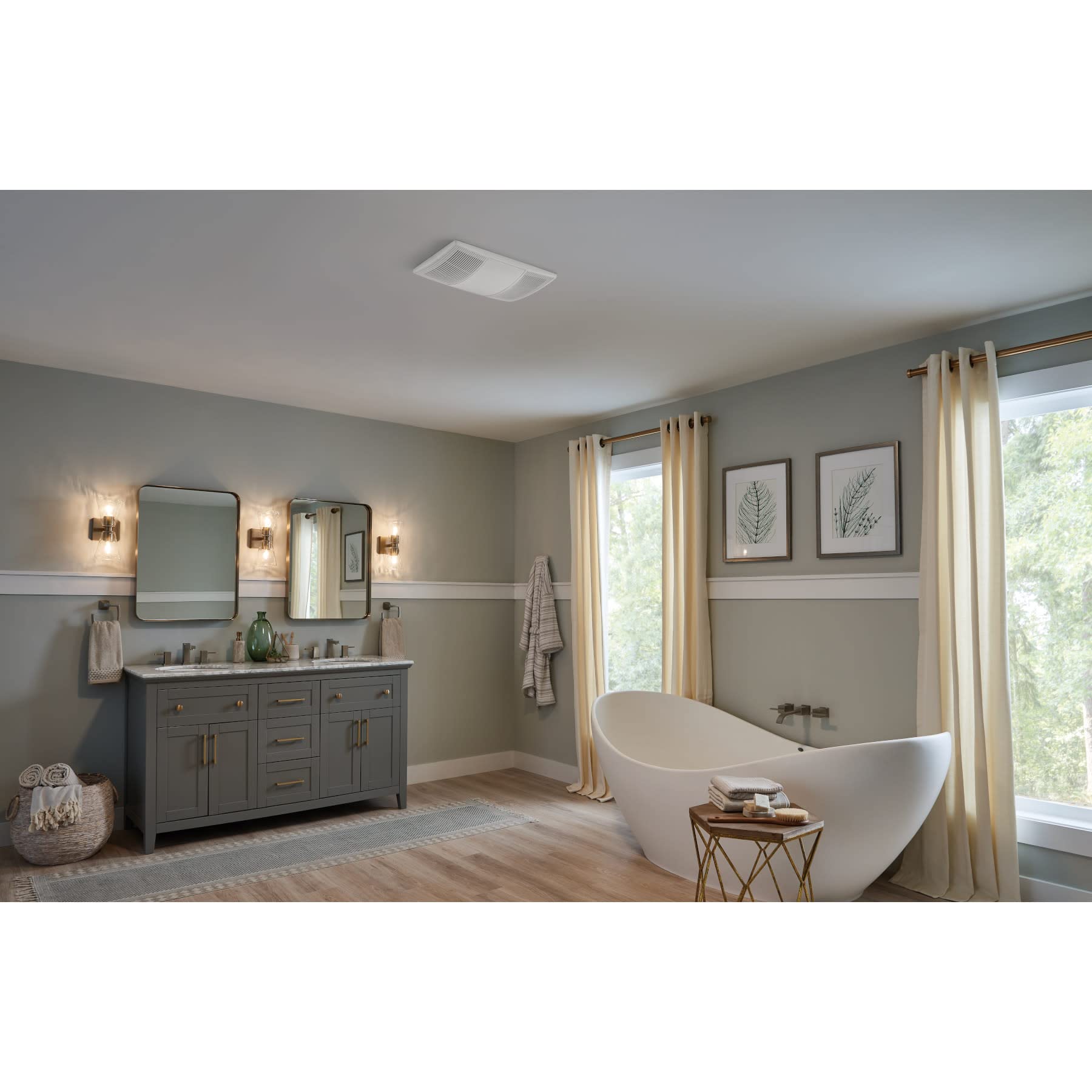 Broan Nutone Non Lit Powerheat Bathroom Exhaust Fan And Heater, 110 Cfm, 2.0 Sones, White