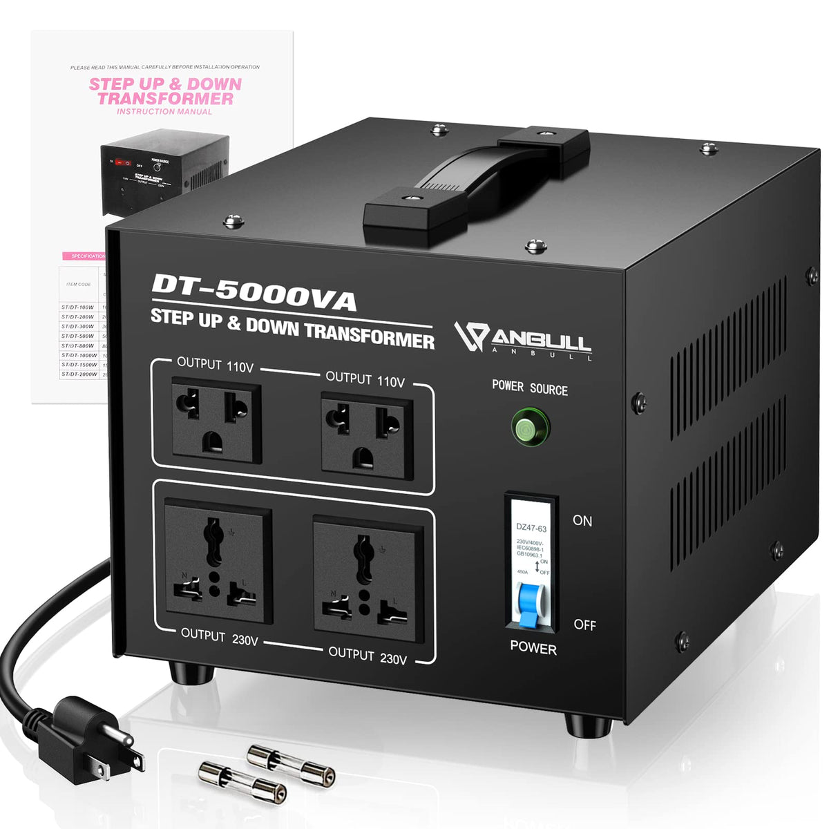Anbull Voltage Converter 5000 Watt Voltage Transformer, Ac 110V/120V/220V/240V Power Converter   Heavy Duty Step Up/Step Down Vo