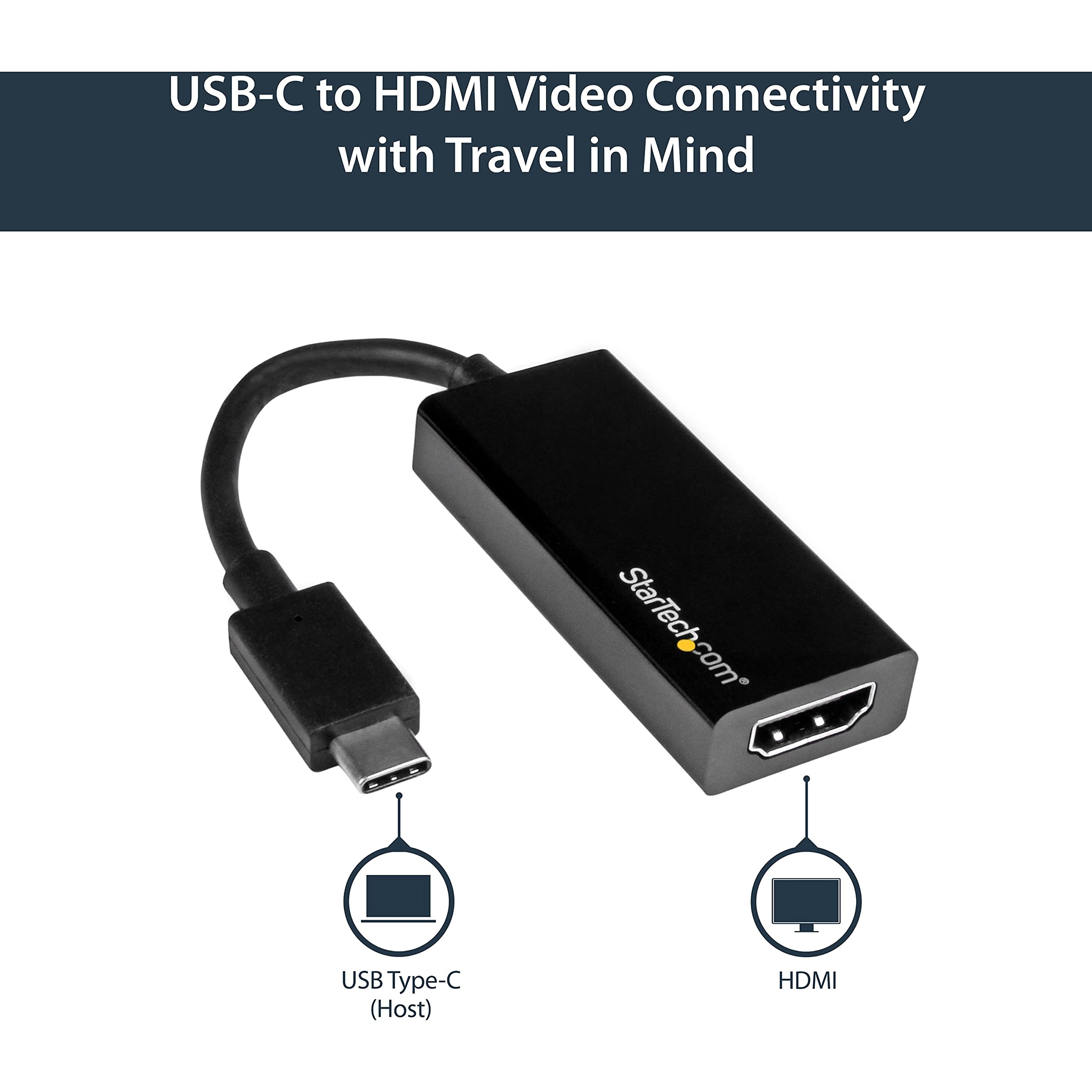 Startech.Com Usb C To Hdmi Video Adapter Converter   4K 30Hz   Thunderbolt 3 Compatible   Usb 3.1 Type C To Hdmi Monitor Travel
