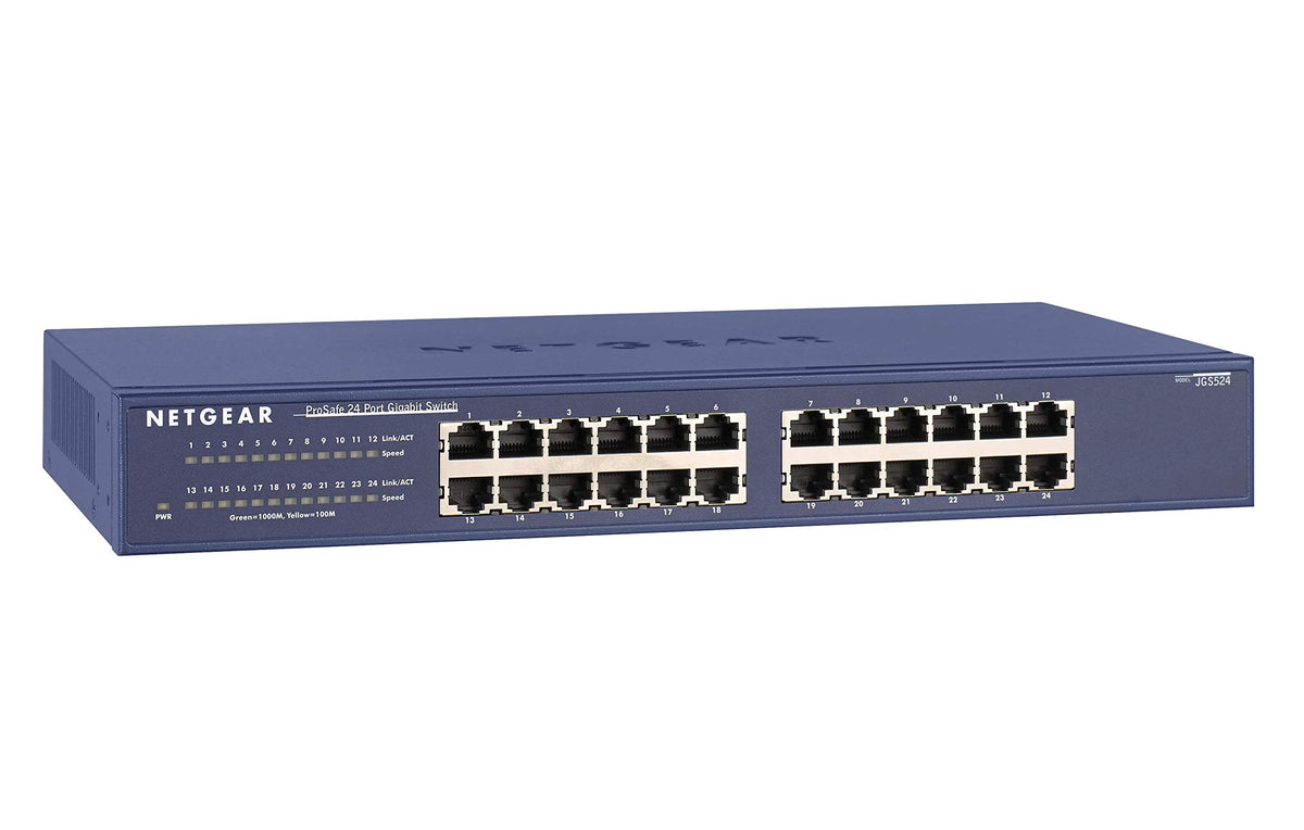 Netgear 24 Port Gigabit Ethernet Unmanaged Switch (Jgs524)   Desktop Or Rackmount, And Limited Lifetime Protection