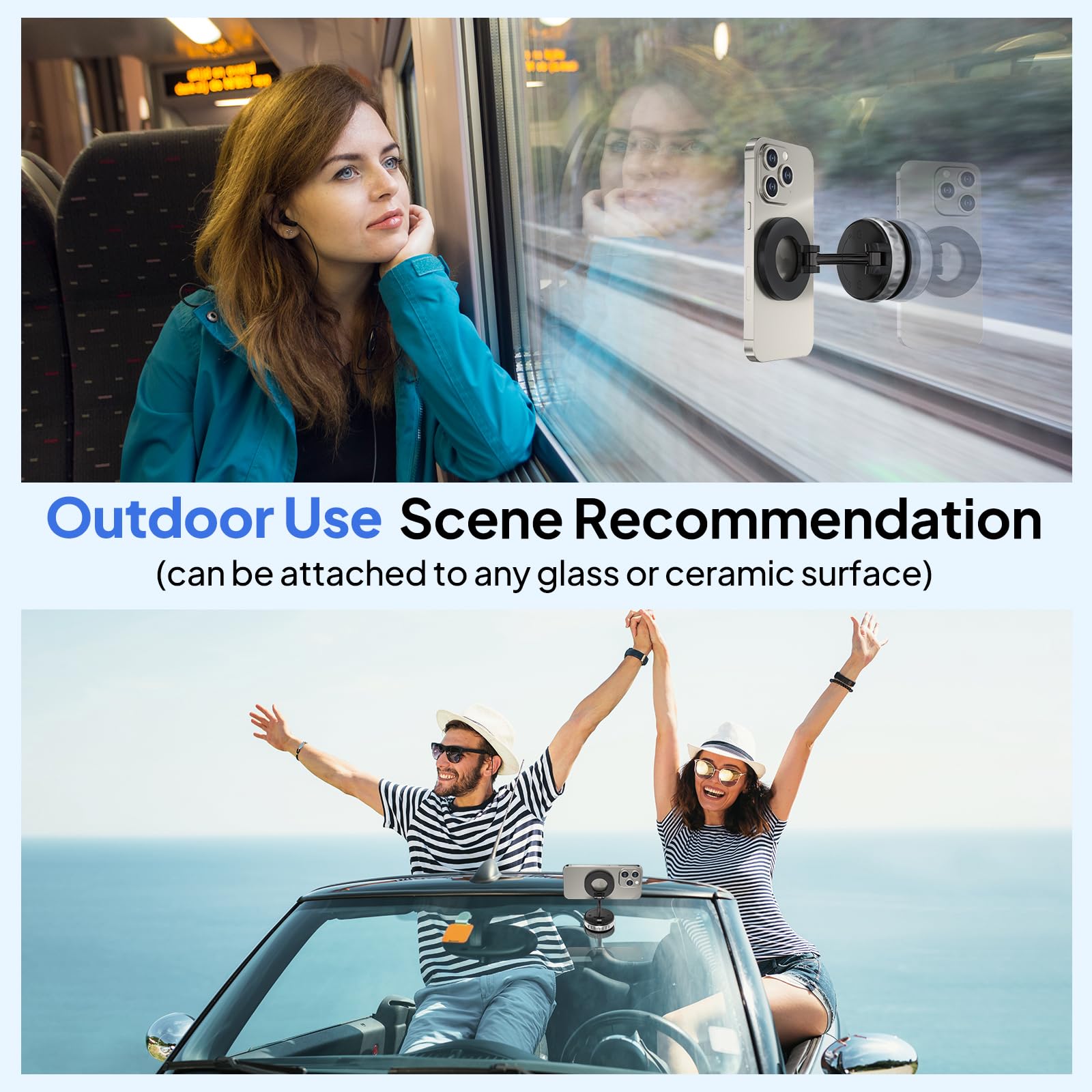 Vacuum Suction Magnetic Phone Holders For Your Car, 360 Adjustable Car Phone Holder, Suction Cup Car Phone Mount (Black)