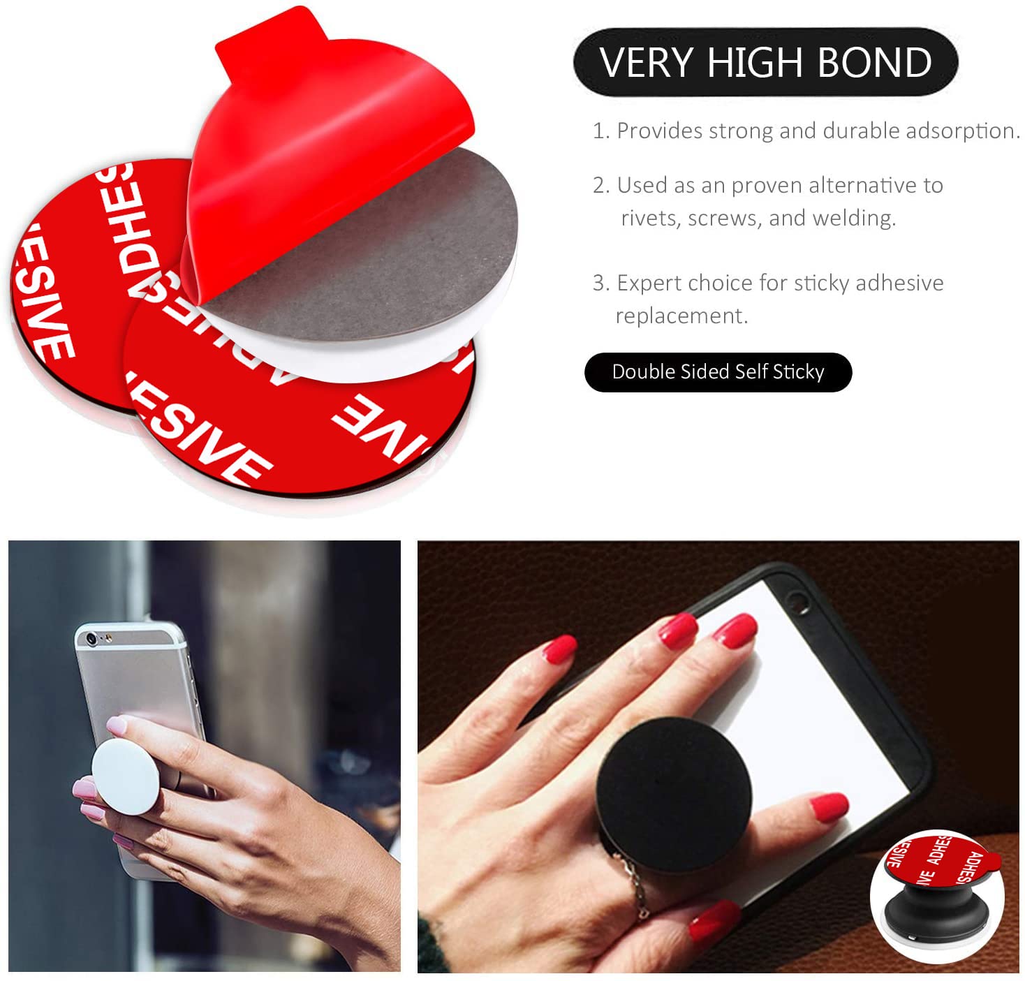 Very High Bond Sticky Adhesive, Azxyi 12 Pack Socket Sticky Adhesive Replacement Kit, 1.4 Inches Double Sided Stickers For Colla