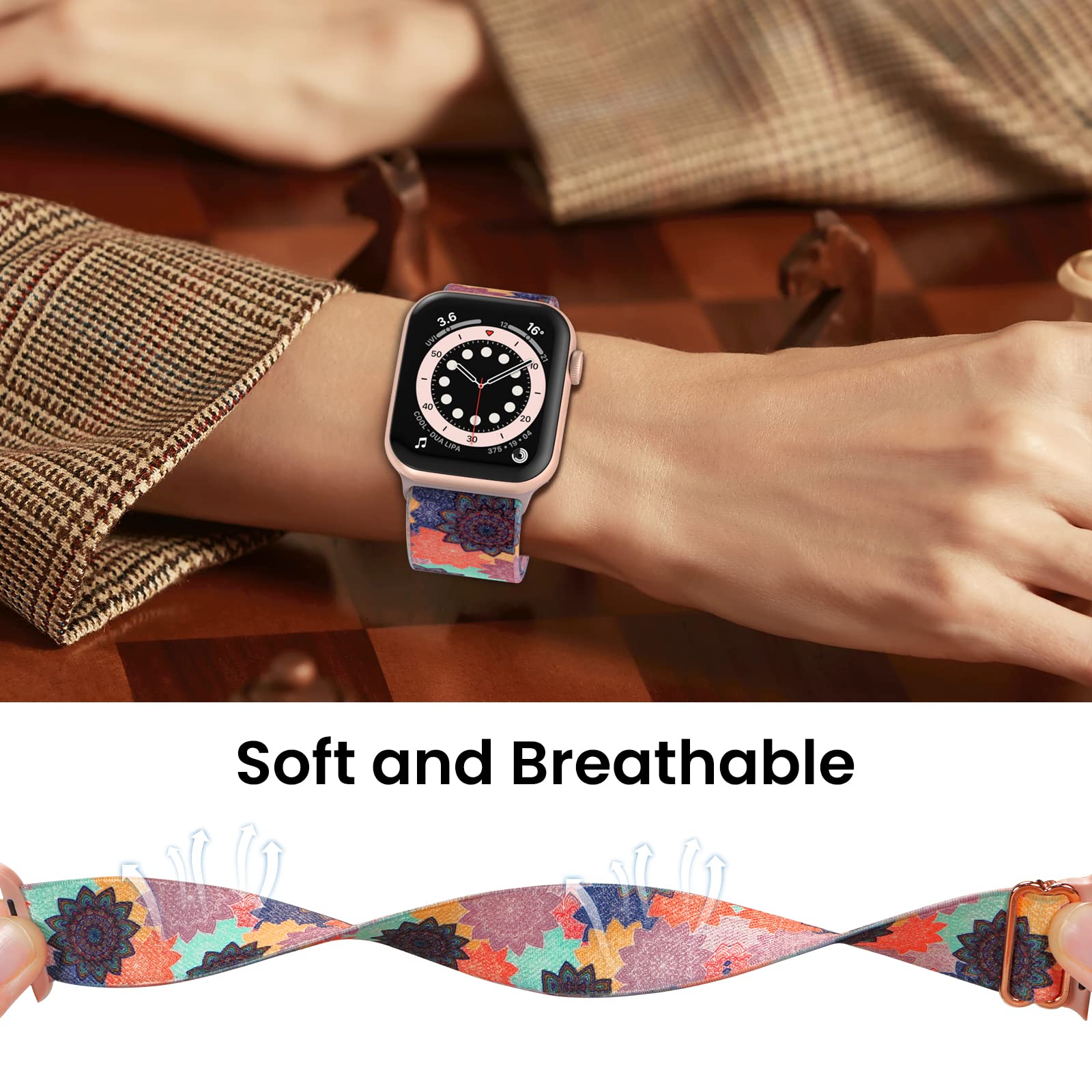 Delidigi Stretchy Bands Compatible With Apple Watch Band 38Mm 40Mm 41Mm 42Mm 44Mm 45Mm 49Mm For Women Men, Nylon Adjustable Stra