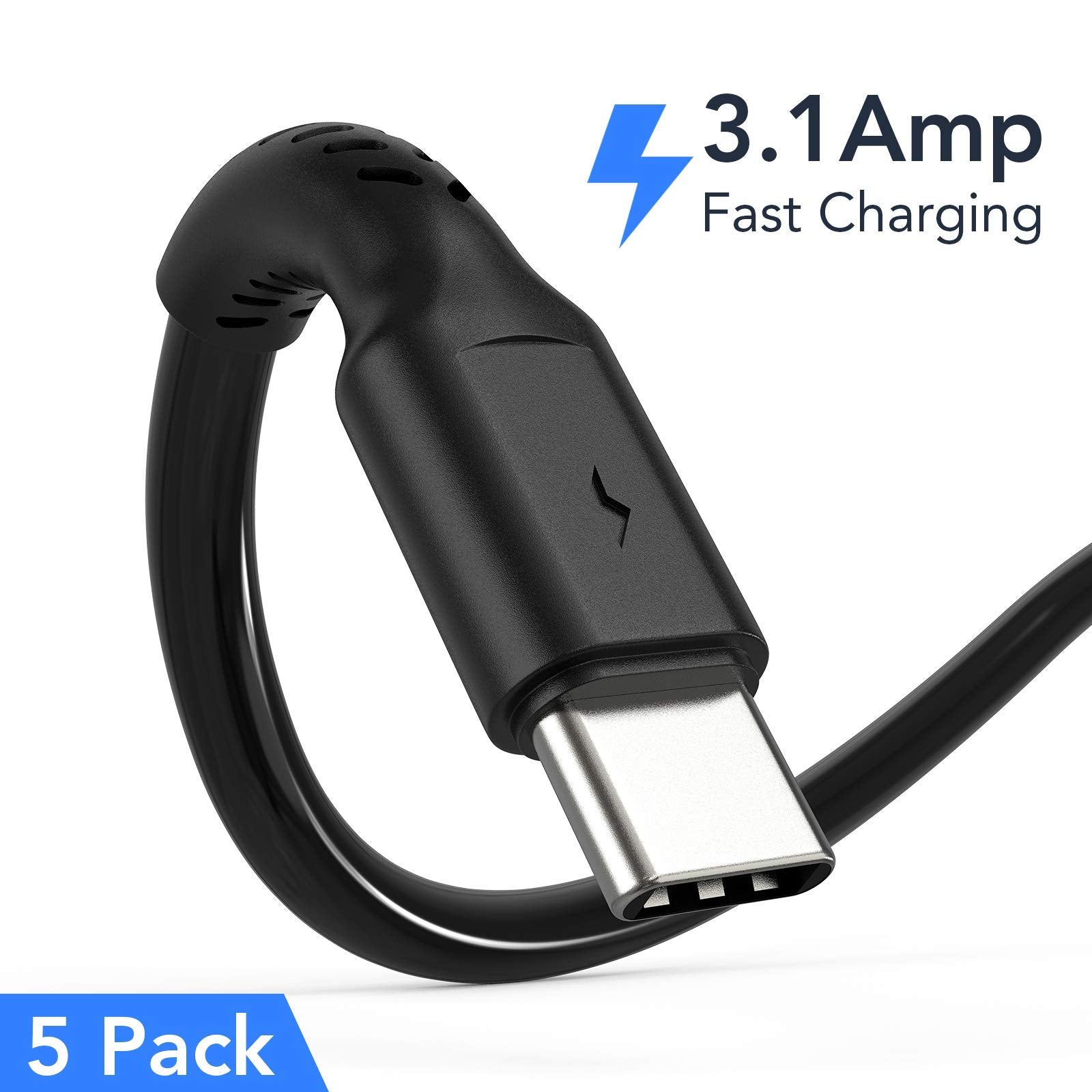 6 Inch Short Fast Charging Cord, 5 Pack Durable Usb A To Usb Type C 3A Cable For Charging Station Compatible With Samsung Galaxy Note 9 10 S10 S20 S30 Oneplus 7T 8T Lg V30 V40