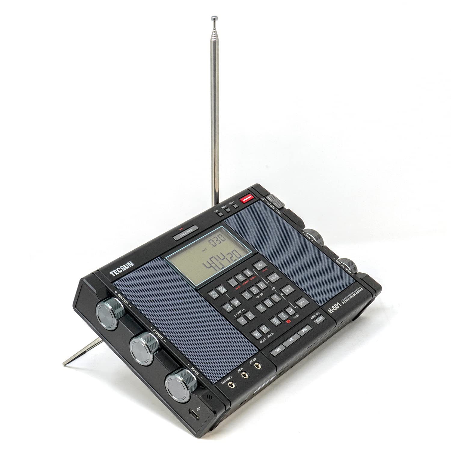 Tecsun H501 Digital Worldband Am/Fm Shortwave Longwave Radio With Ssb Reception, Dual Speakers, & Mp3 Player, Matte Black