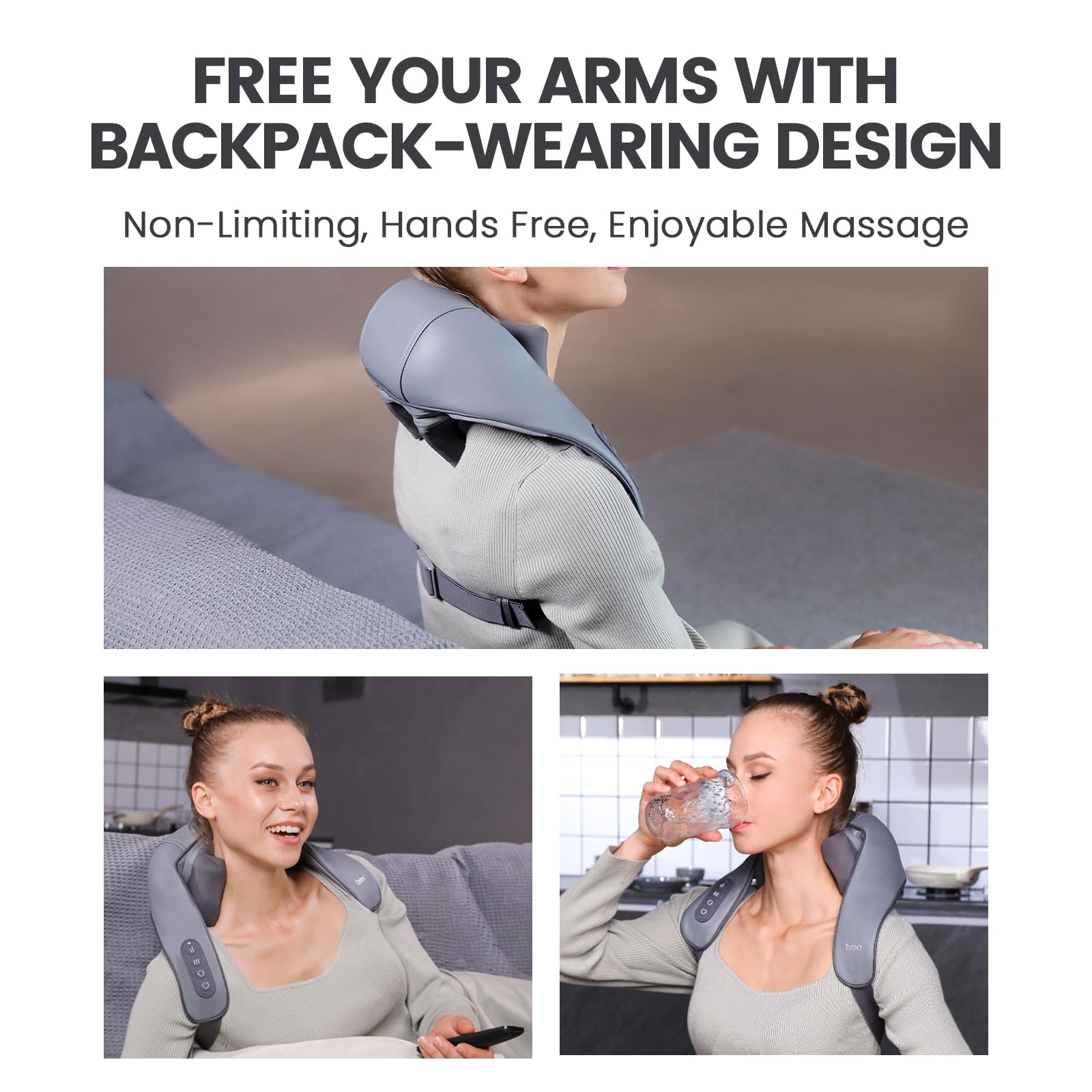 Breo N5 Mini Neck Massager With Heat, Electric Massager For Neck & Shoulder, Shiatsu Shoulder Massager