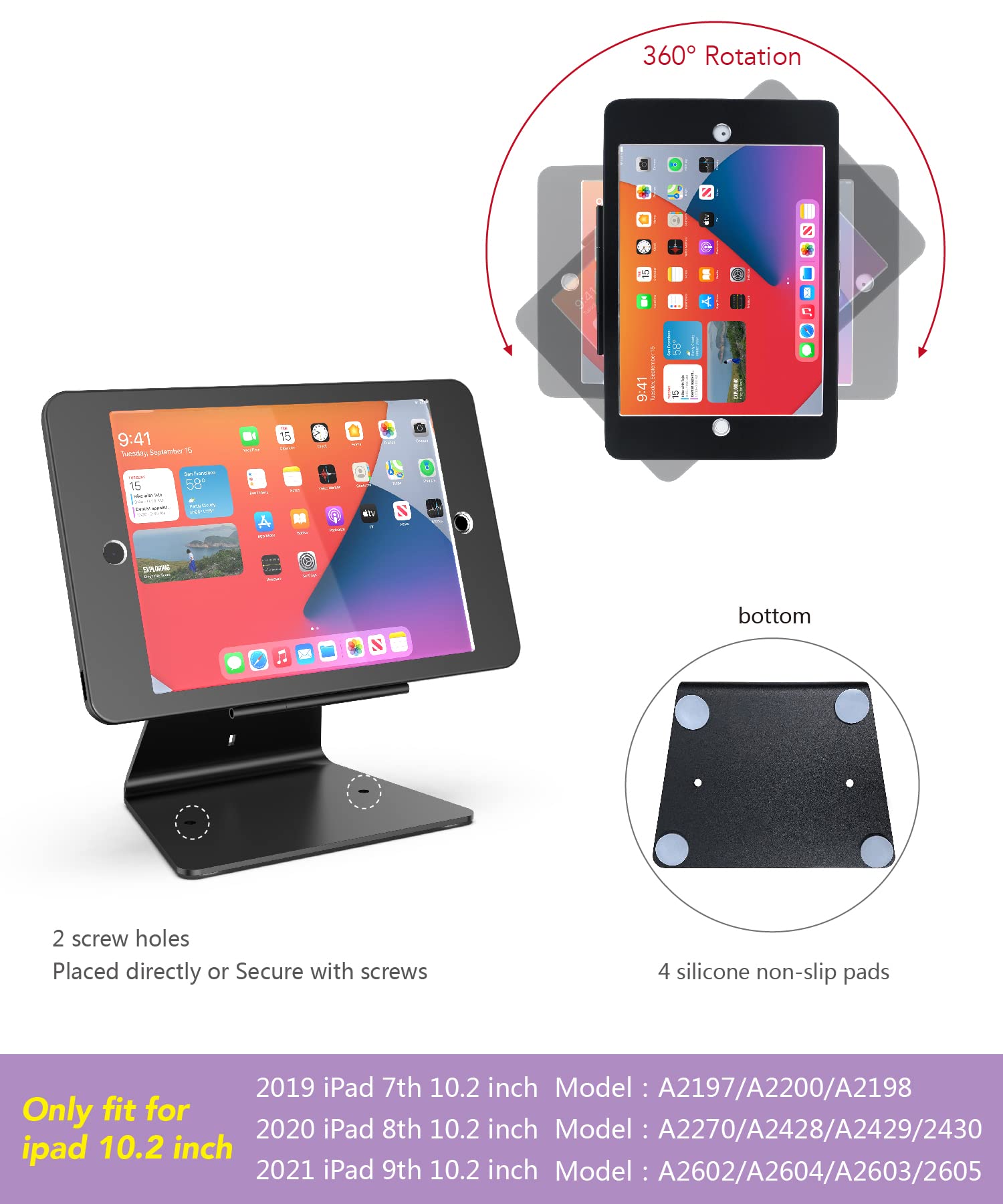 Ddshow Desktop Anti Theft Security Kiosk Stand Holder Enclosure For Ipad 10.2 Inch (9Th Gen.2021,8Th Gen.2020,7Th Gen.2019),With