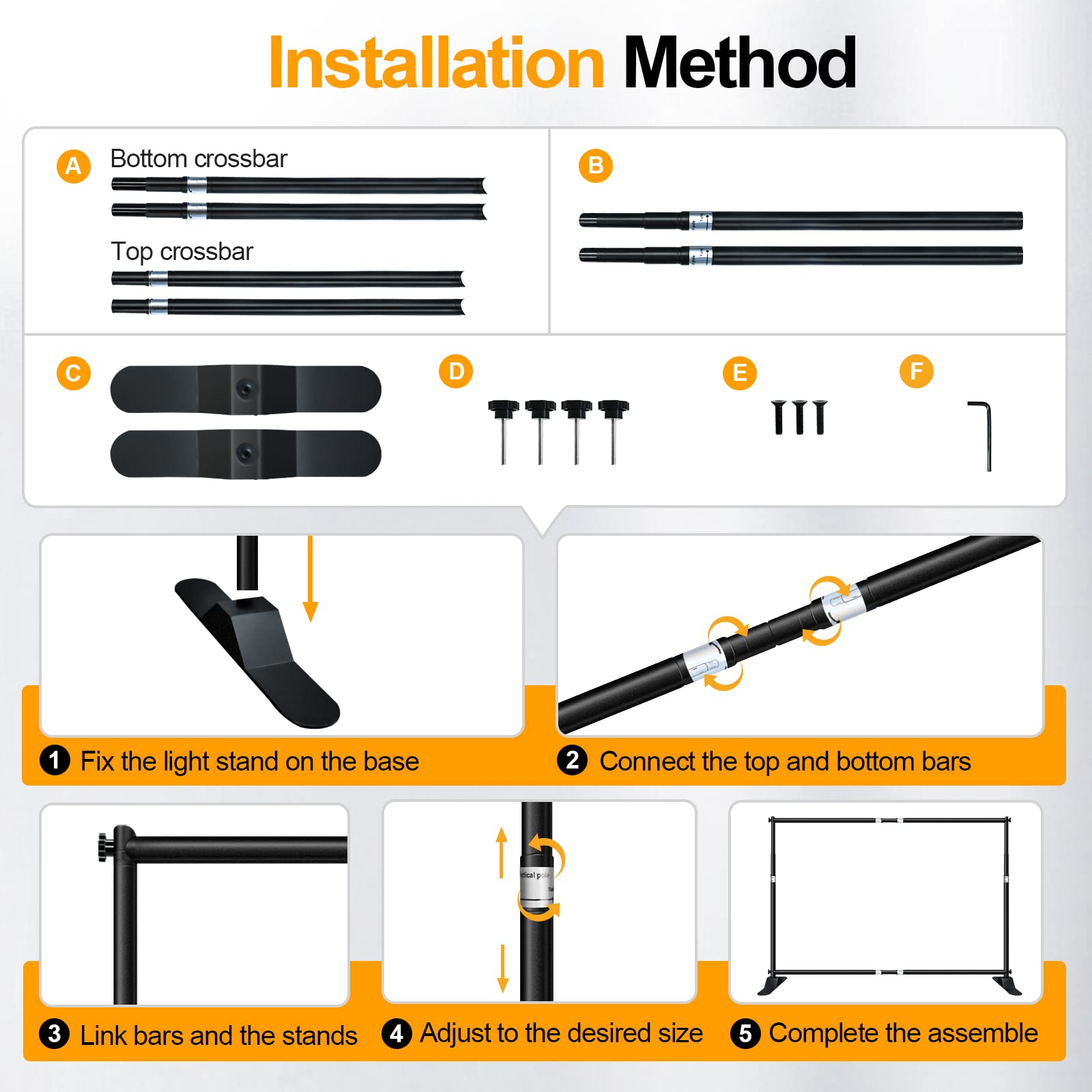 Emart Banner Stand, 10X10 Ft Heavy Duty Adjustable Step And Repeat Backdrop Stand Kit For Photography, Trade Show, Photo Booth