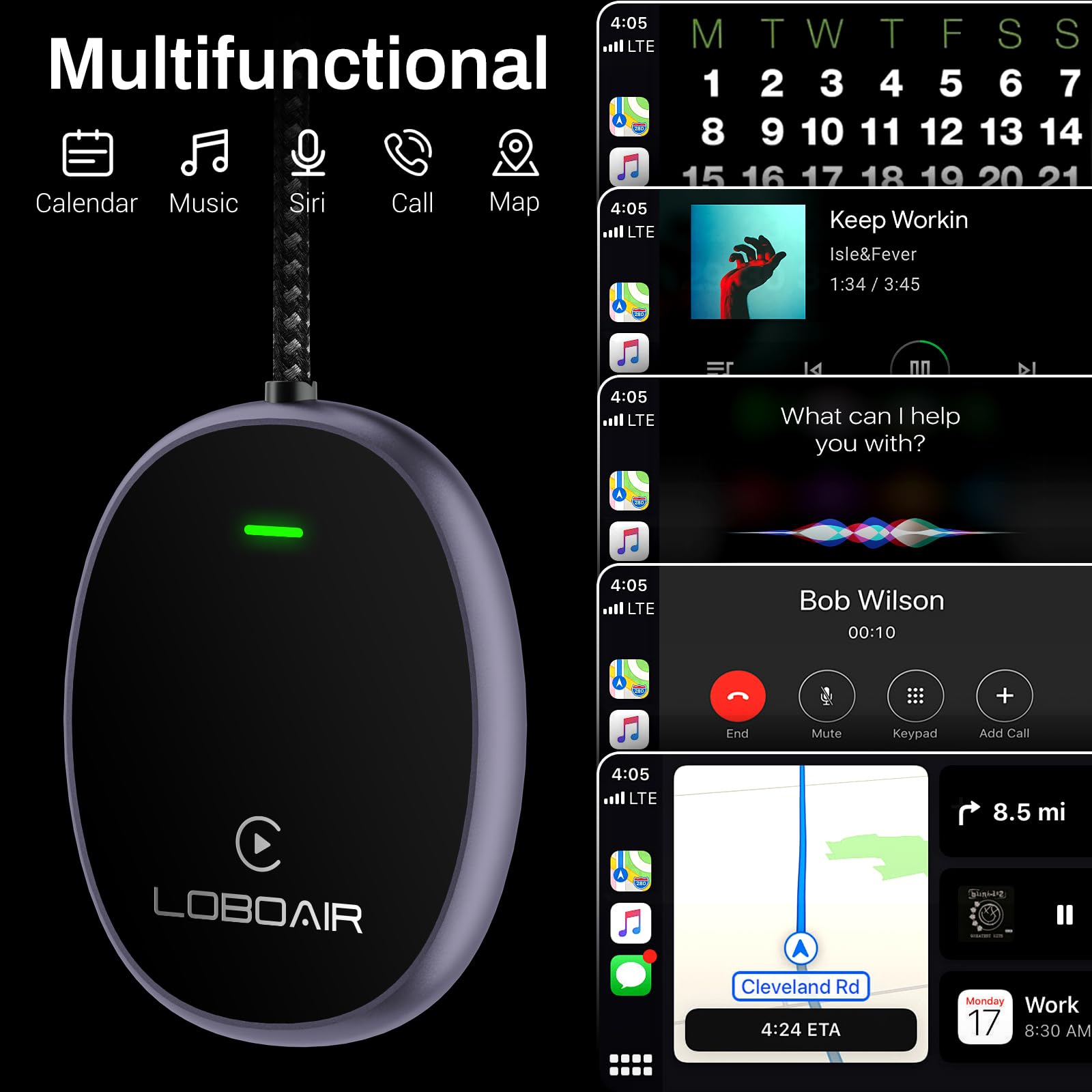 Wireless Carplay Adapter, Upgrade Plug & Play Adapter For Easy Use & Low Latency, Compatible Ios 10+ And Wired Carplay System. (