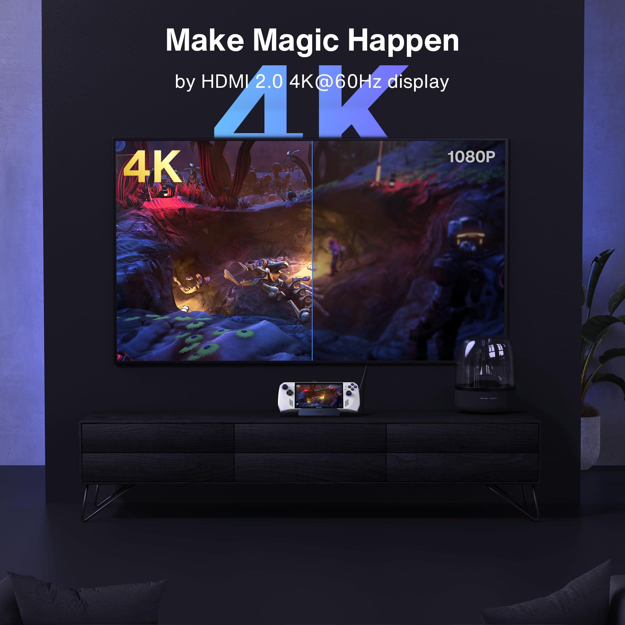 Ivanky 8 In 1 Docking Station For Asus Rog Ally X/Valve Steam Deck Oled/Lenovo Legion Go/Msi Claw, Rog Alloy/Stream Deck Dock Hu