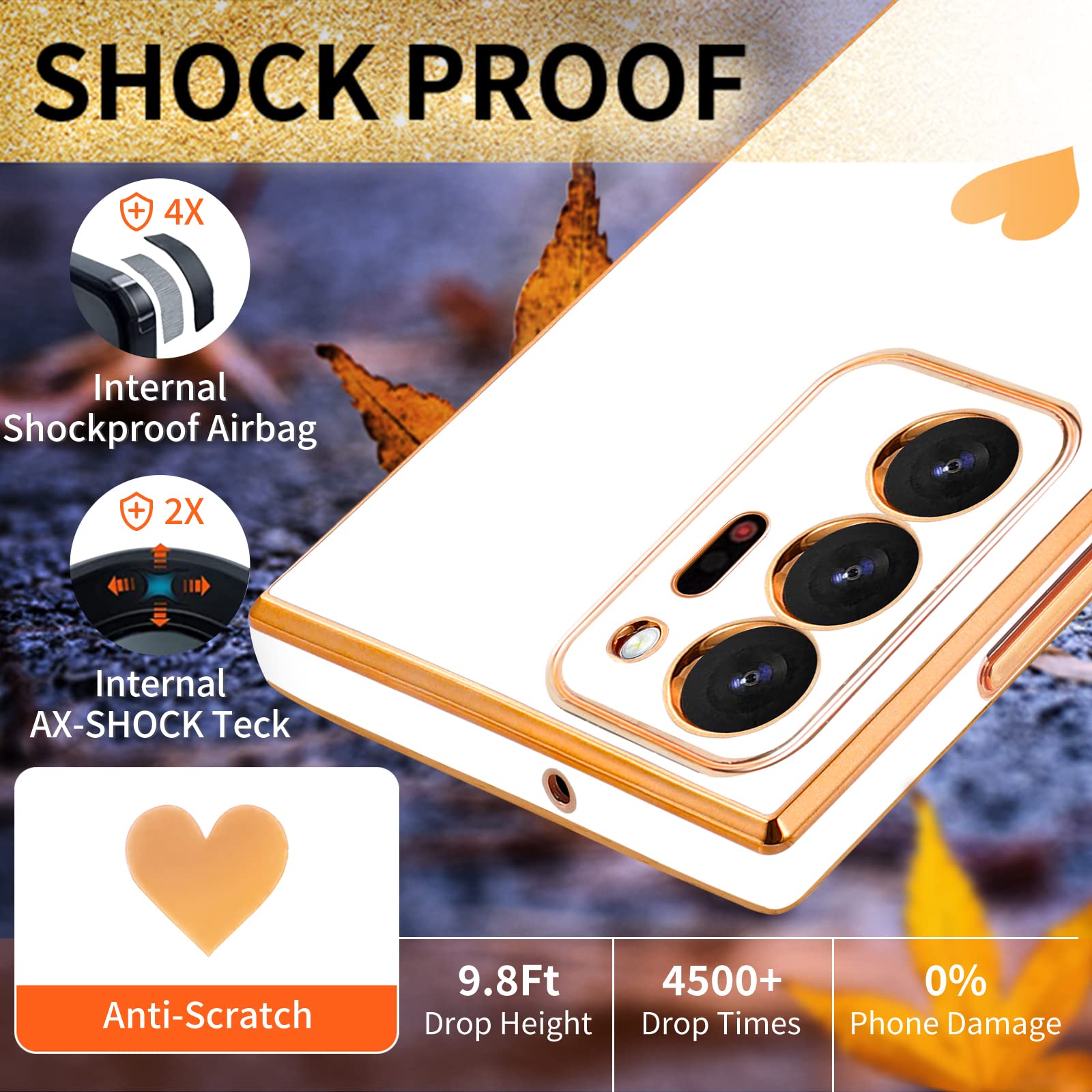 Shorogyt (3In1 Heart Case For Samsung Galaxy Note 20 Ultra 5G/4G 6.9 Inch Women Cute Aesthetic Love Hearts Pattern Girls White G