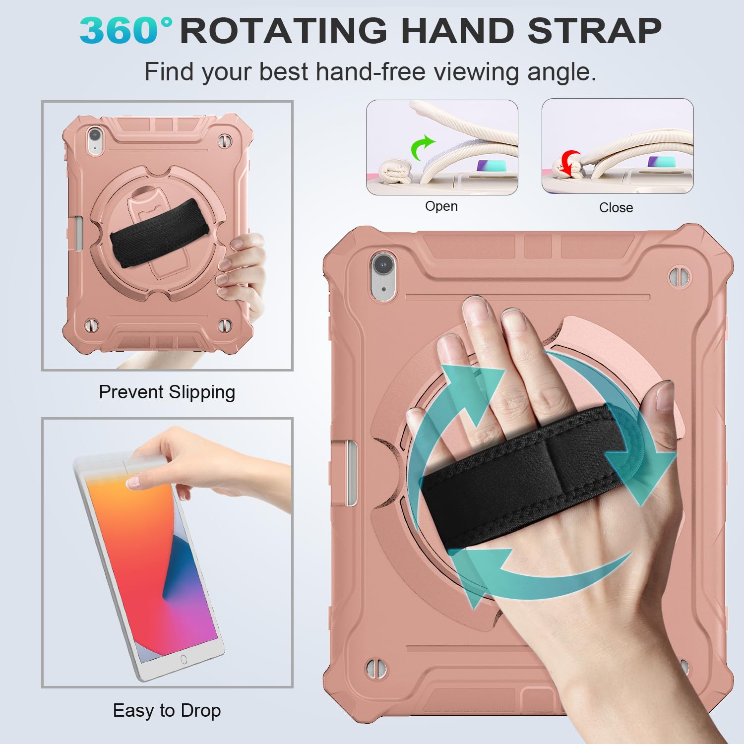 Ztotopcases For New Ipad Air 13 Inch Case (M2) 2024, Shockproof Full Body Protective Cover With 360 Rotating Hand Strap &Stand,