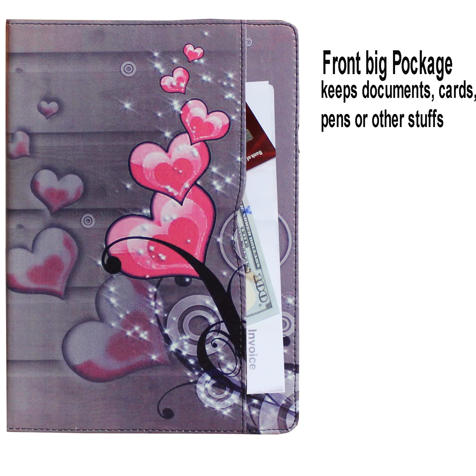 Jytrend Case For Ipad Air 11 Inch 6Th Gen(M2 2024) /10.9 Air 5Th /Air 4Th Generation, Folio Stand Magnetic Smart Cover With Pocket For Air 6/5/4 A2902 A2903 A2588 A2589 A2316 A2324(Pink Heart Flower)