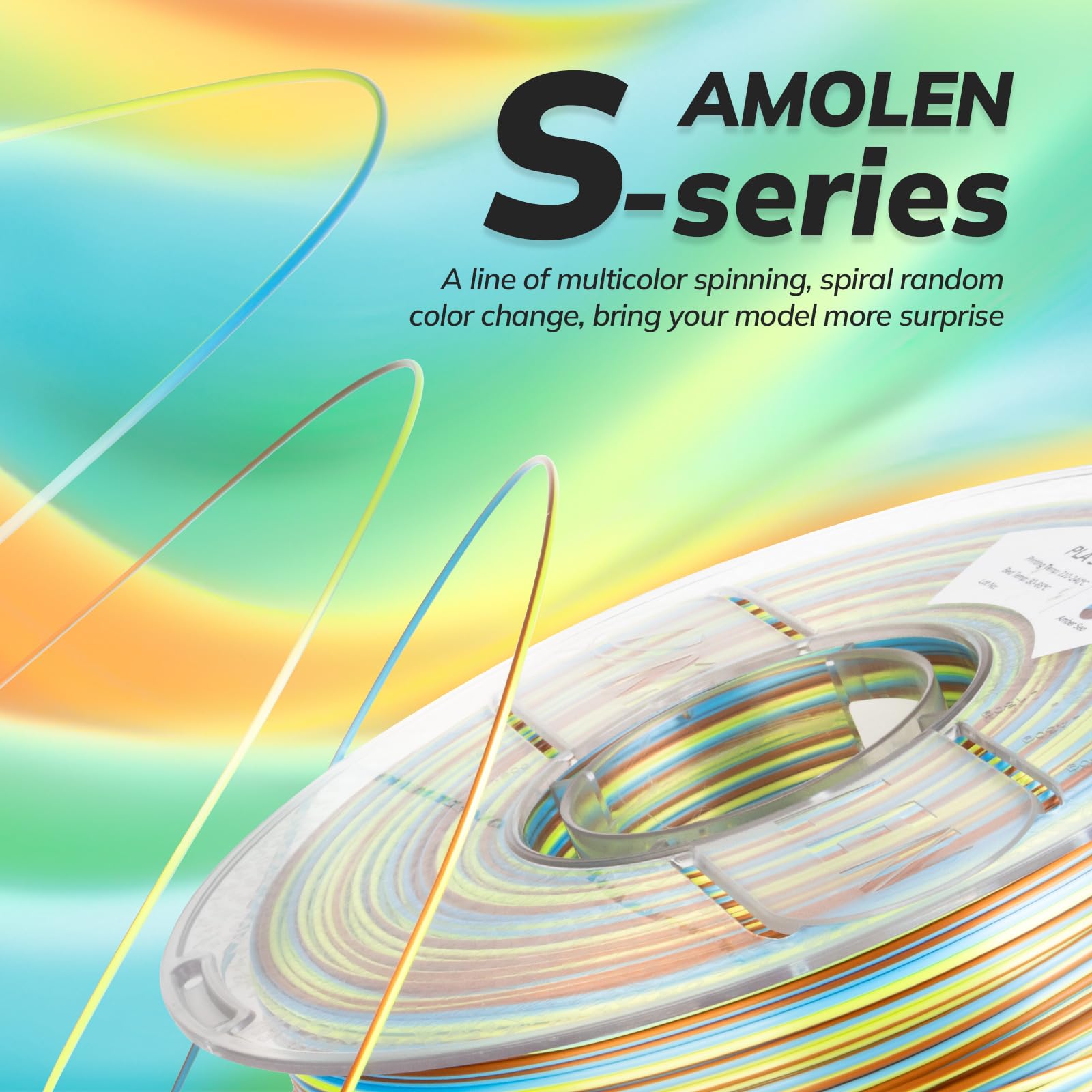 Amolen Silk Pla 3D Printer Filament, Shiny Multicolor Amber Sea Rainbow Pla Filament 1.75Mm, Fast Color Change Pla 3D Printing F