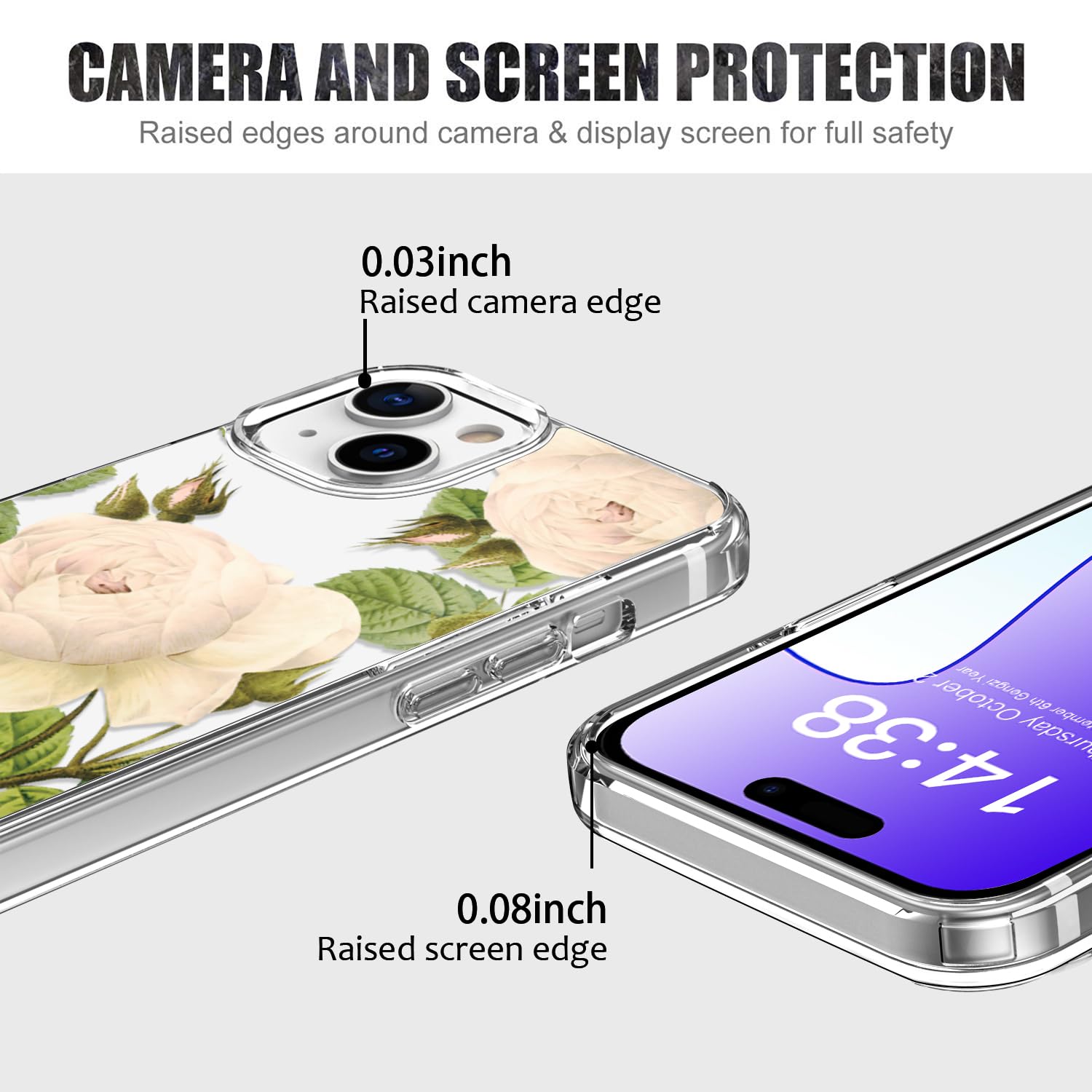 Luhouri For Iphone 15 Plus Case With Screen Protector   Crystal Clear Cover   Fashionable Pattern Design   Wireless Charging  Sl