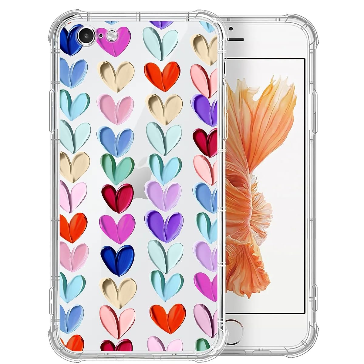 TAMEFOX Case Compatible with Clear iPhone 15 Plus,Oil Painted Heart Slim-fit Shock-Resistant Raised Bezel Camera Protection Desi