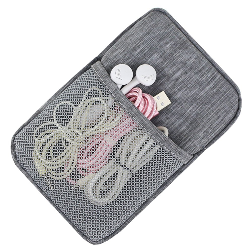 Electronic Accessories Bag,Digital Gadget Organizer Case,Gray Nylon Travel Gear Storage Carrying Sleeve Pouch For Cable,Usb,Earp