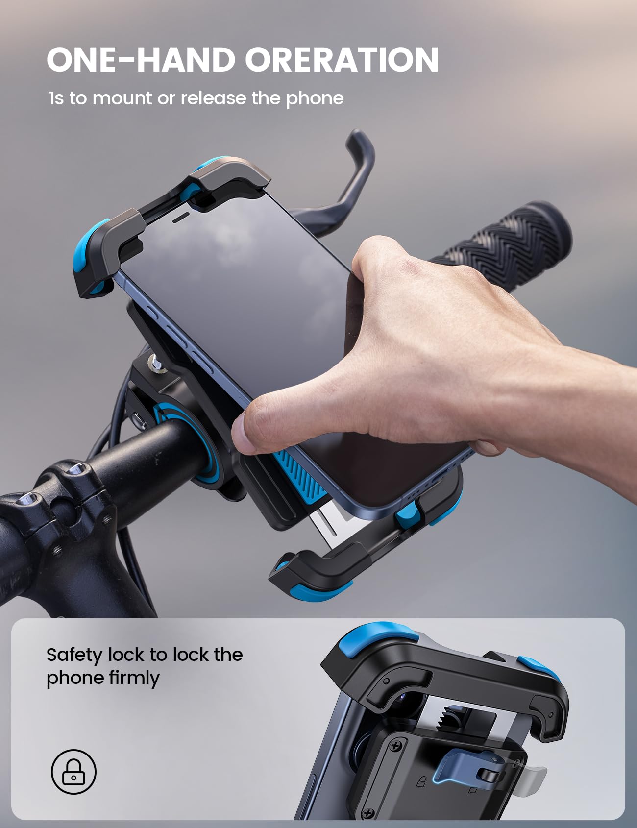 Lamicall Motorcycle Phone Mount, Bike Holder   Upgrade Adjustable Cell Holder, Bicycle Scooter Handlebar Cradle Clip For Iphone