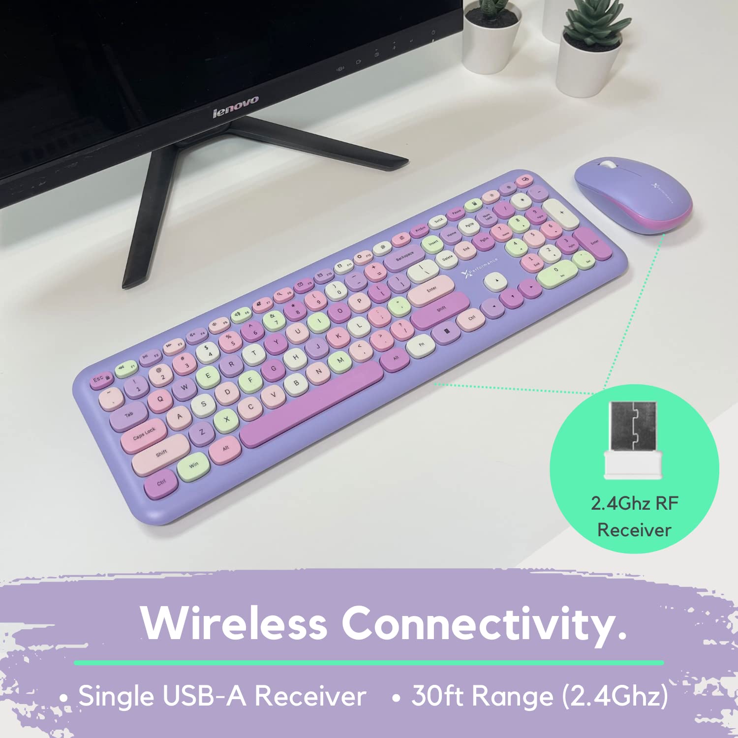 X9 Purple Keyboard And Mouse Wireless Colorful   Transform Your Space With 2.4G Aesthetic Cute Keyboard And Mouse Combo Retro For Pc Computer And Laptop