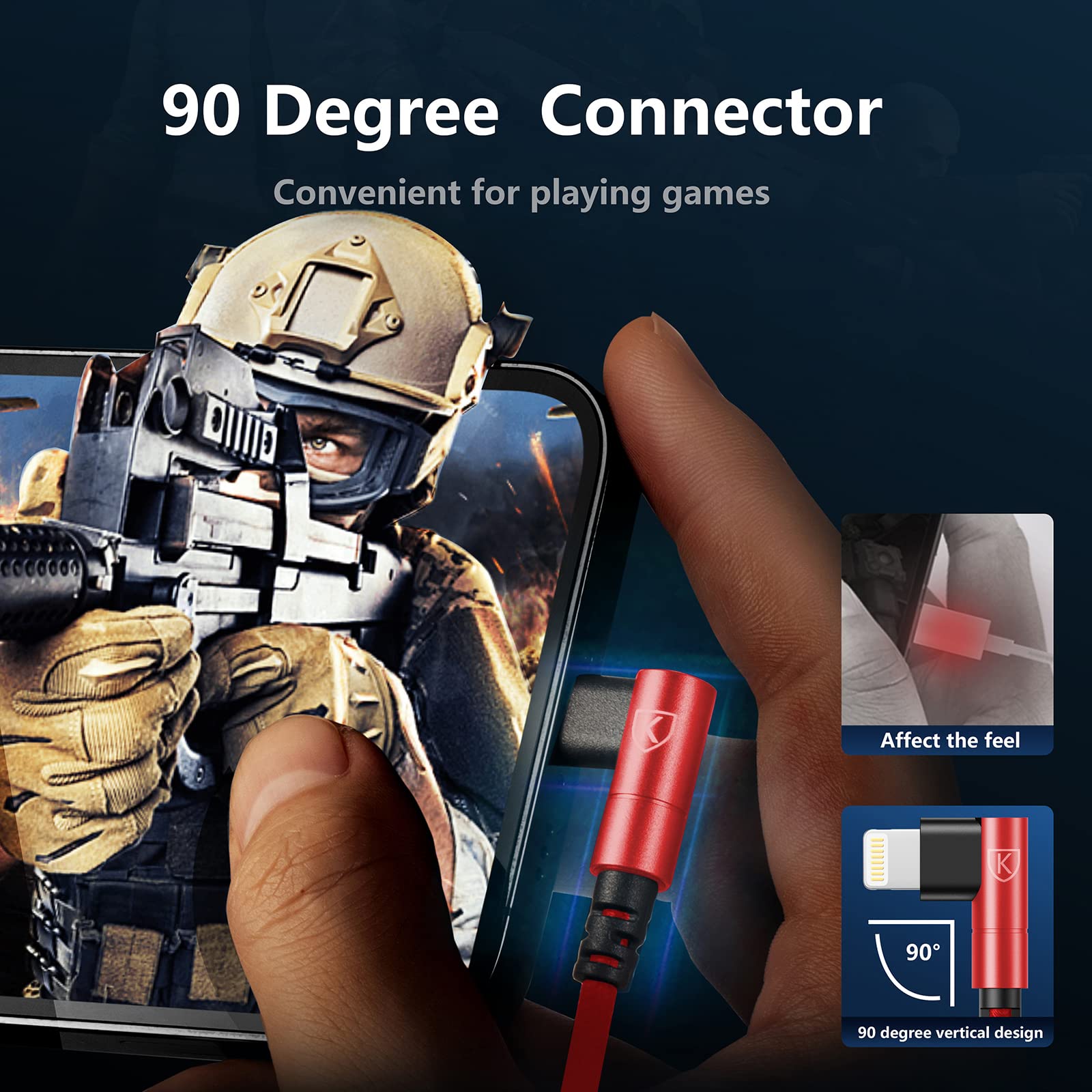 10Ft Iphone Charger Cable,3Pack 90 Degree Charging Cable, [Apple Mfi Certified] Long Lightning Cable Fast Charging Cord Compatible For Iphone 14/13/12/11/Pro/Max/Mini/X/Plus/8/7/6/Plus/   Red