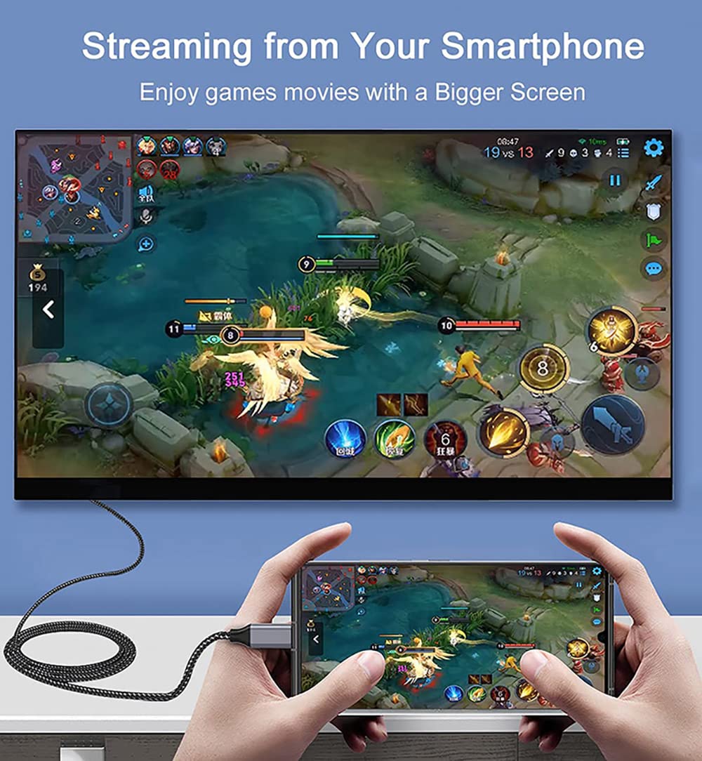 Qces Usb C To Hdmi Adapter Cable 6Ft, Thunderbolt 3 To Hdmi Cable For Home Office, 4K Display Compatible For Iphone 15 Pro Max,