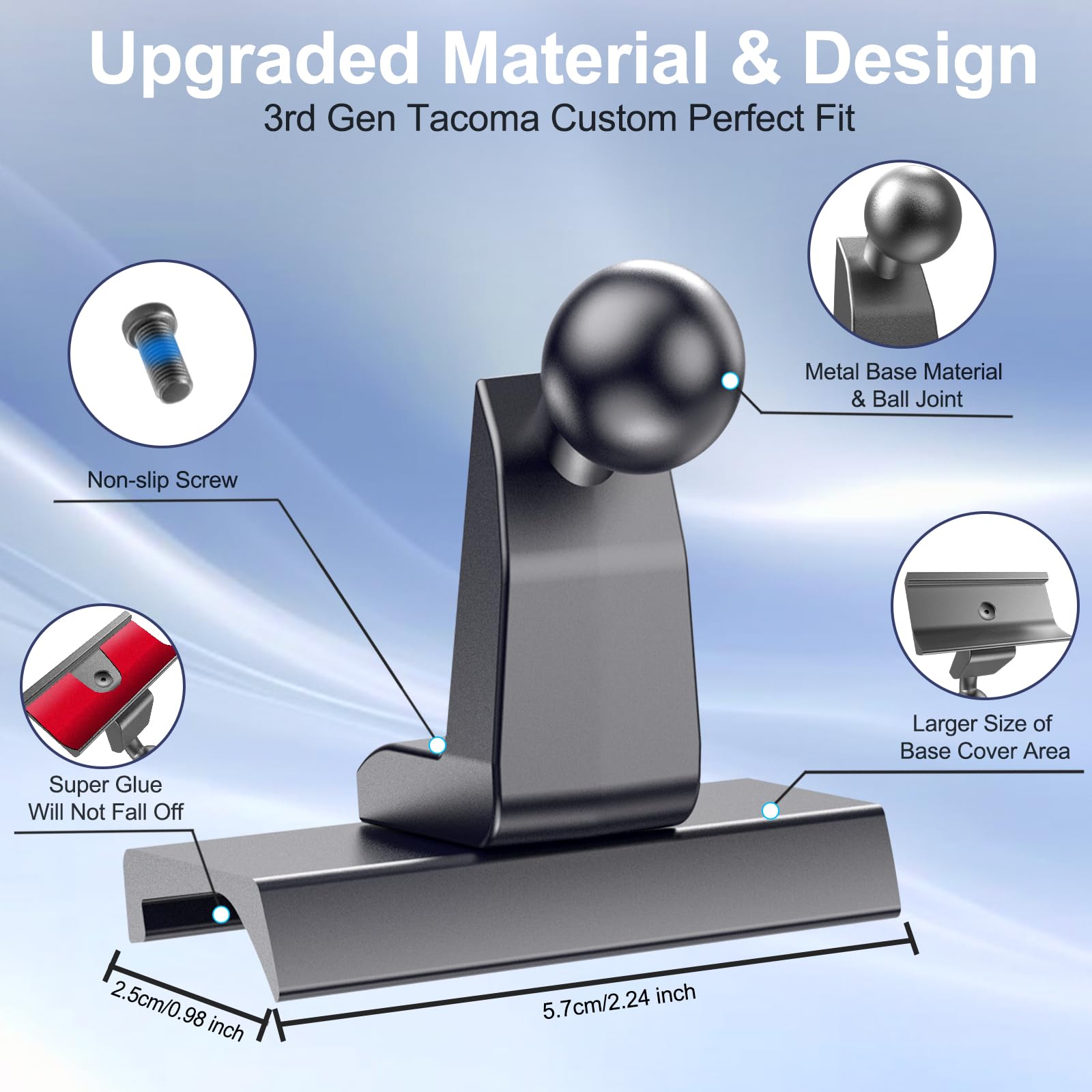 Kaishengyuan Magnetic Car Phone Holder For Toyota Tacoma 2016-2023, 3Rd Gen Tacoma Dashboard Clip Cell Phone Cradles Adjustable