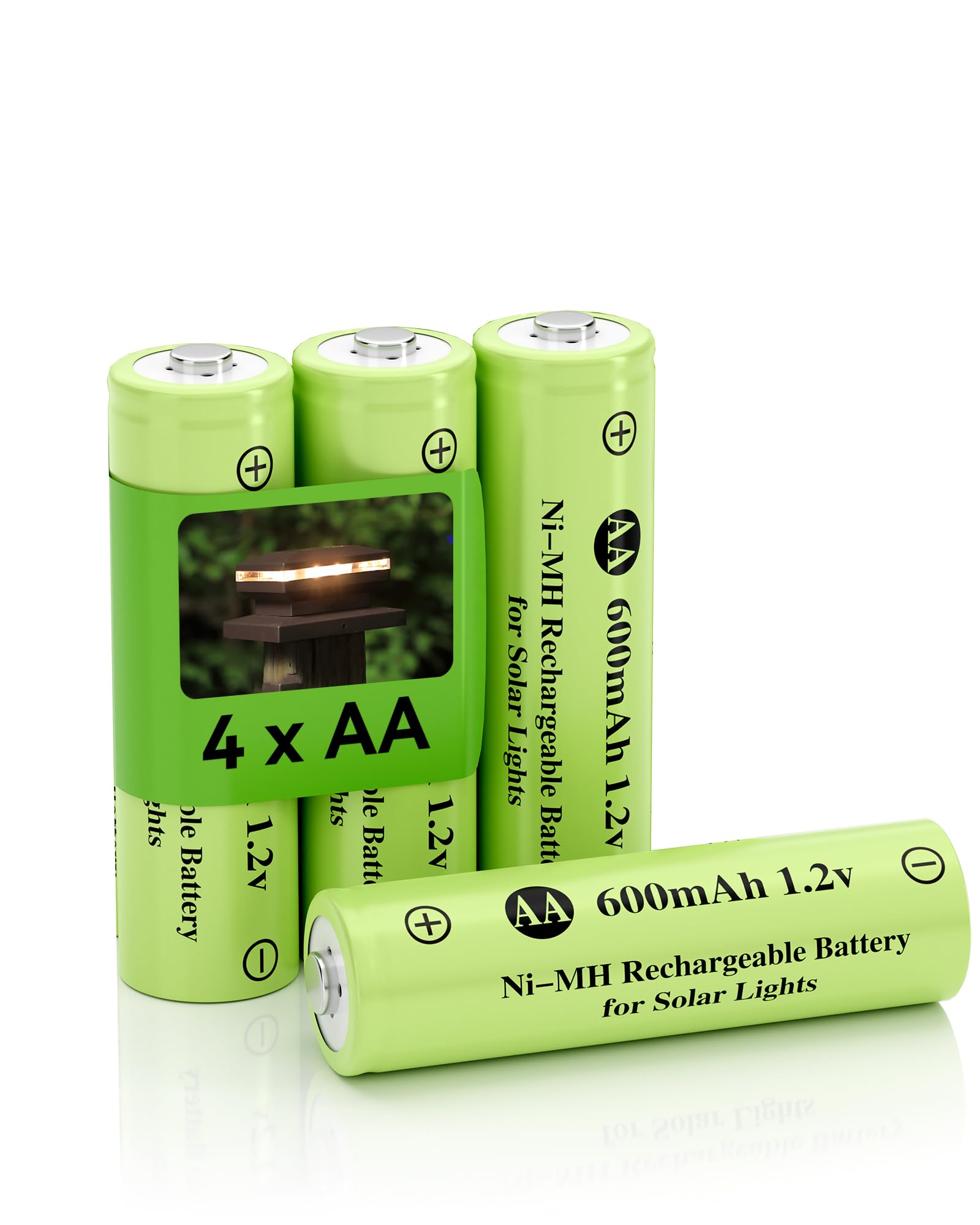 Howardly Ni-MH AA 600mAh 1.2V Rechargeable Battery for Solar Lights, AA 1.2V Rechargeable Battery Pre-Charged, Low Self - Discha