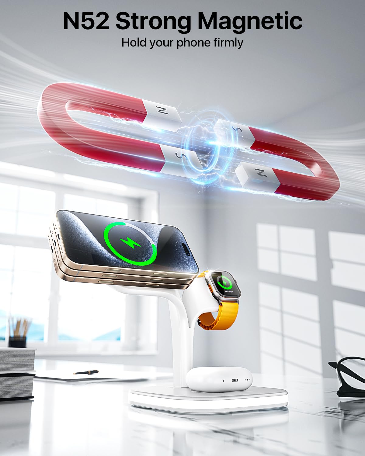 Exw For Magsafe Charger Stand,Charging Station For Multiple Devices,Wireless Charger For Iphone 17 Air 16 15 14 13 12 Series,App