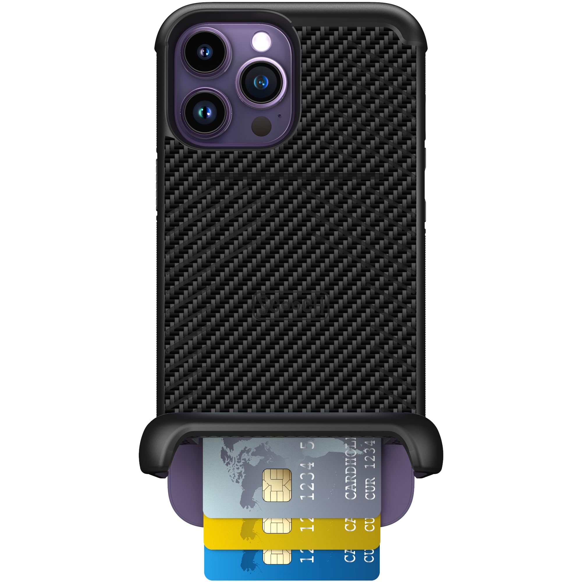 Scooch for iPhone 14 Pro Max Case with Card Holder, Wingmate Wallet Case with Hidden Card Slot and RFID Protection for up to 4 C