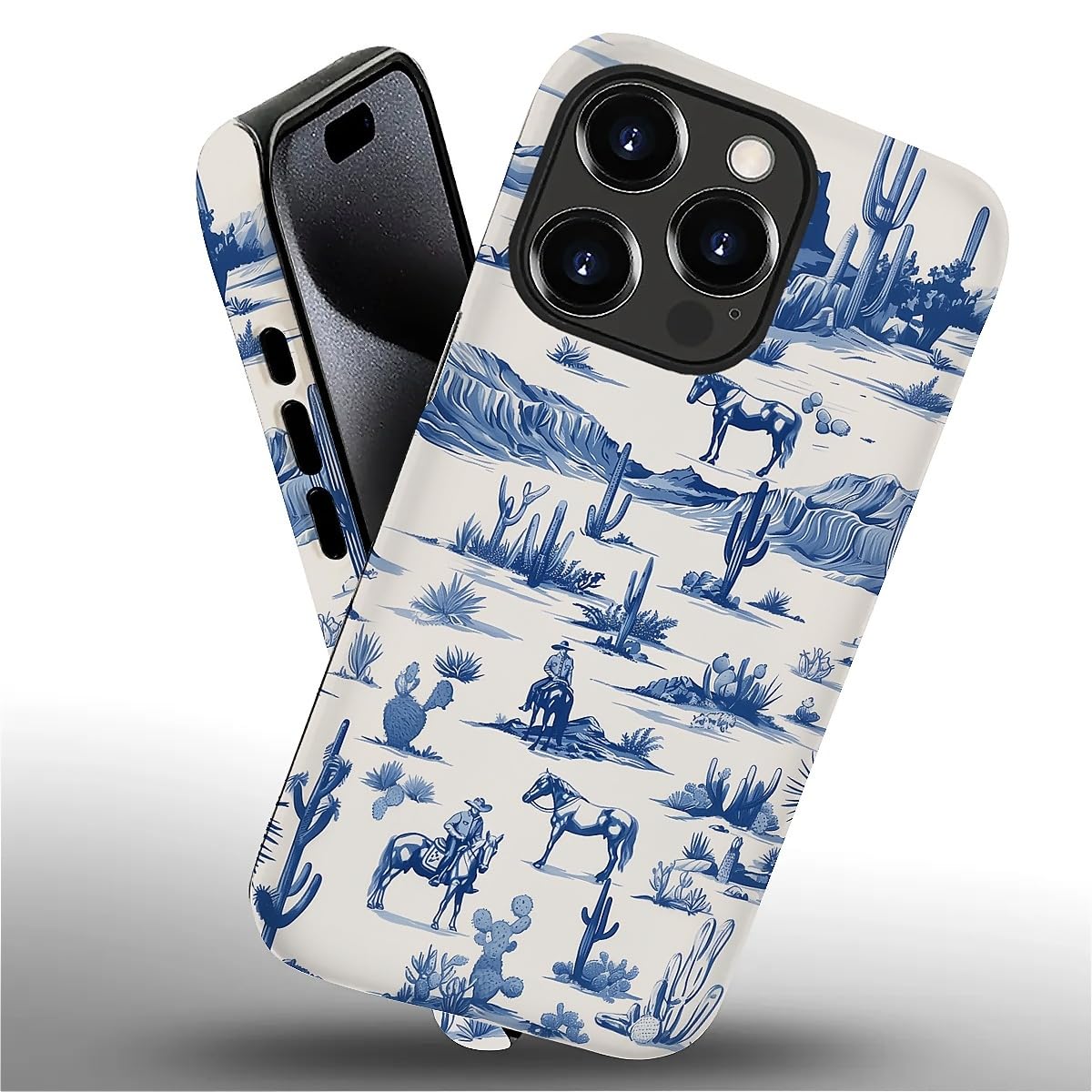 Fkbrcl4U For Iphone 16 Pro Max Case, Hybrid 2-Layer Silicone Protective Matte Case For Girl Women Western Cowboy Horse Cow Deser