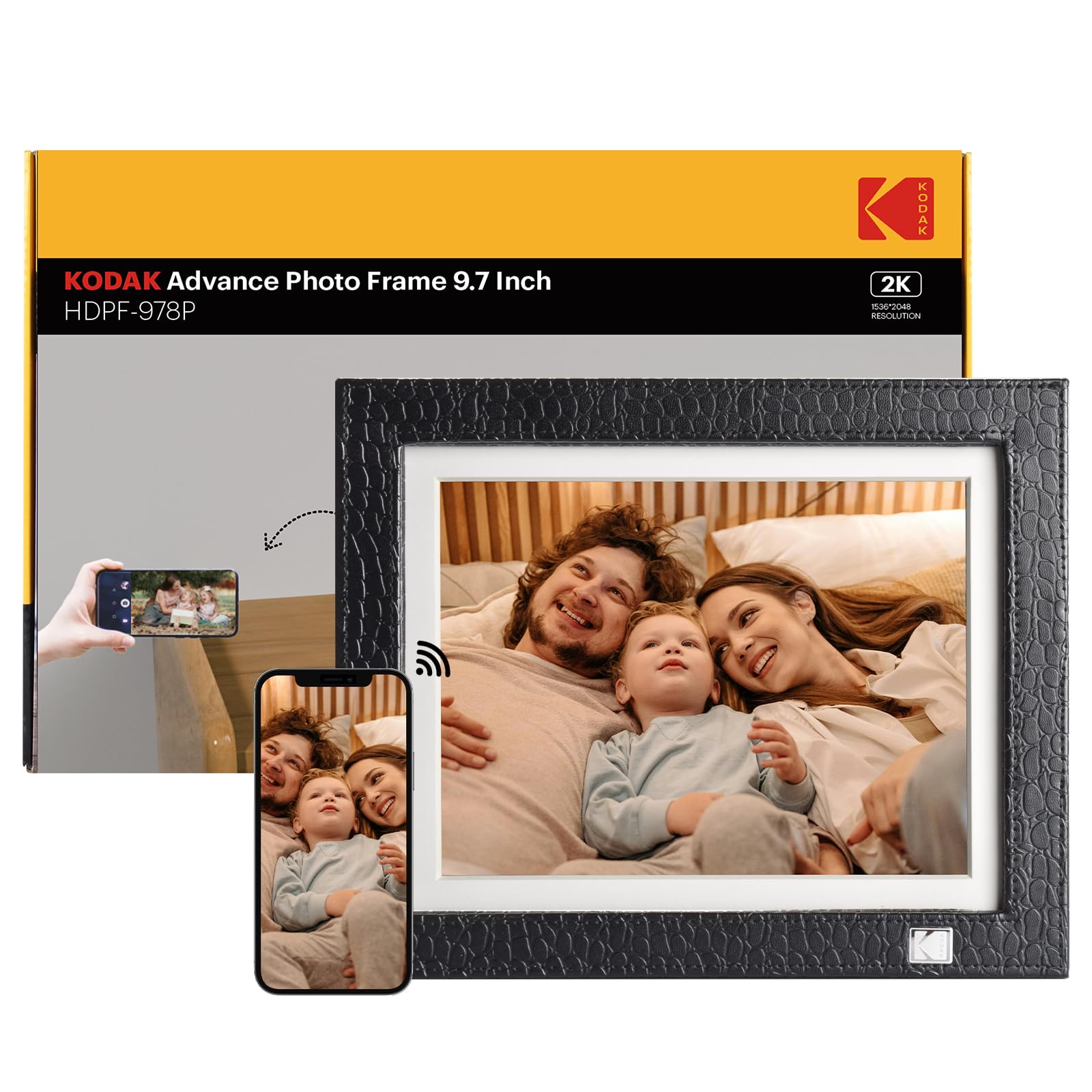Kodak Digital Photo Frame With Wifi, 9.7 Inch 2048X1536 Ips 2K Touch Screen, 32Gb Storage, Auto Rotate Motion Sensor, Share Phot