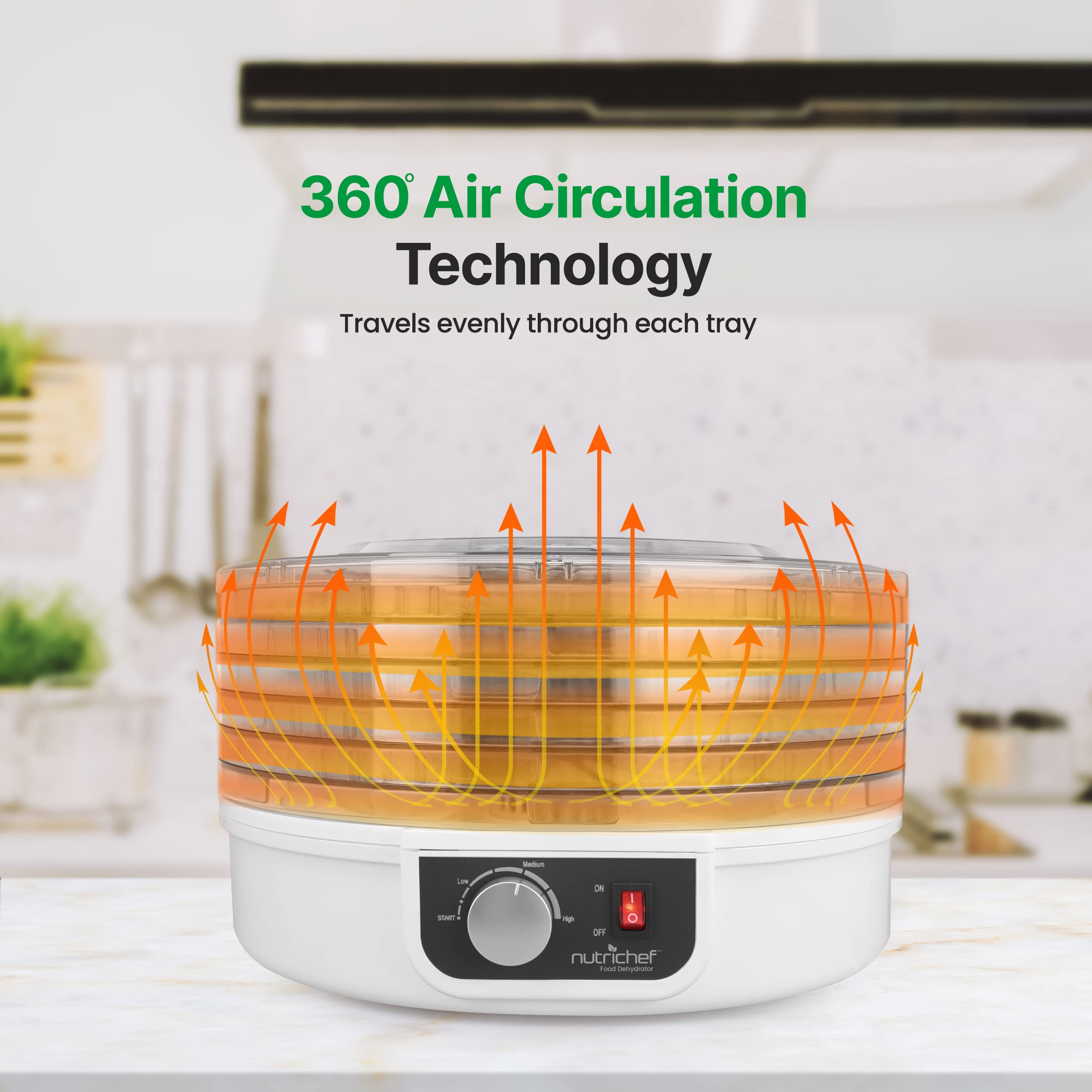 Nutrichef Food Dehydrator - Dehydrate Beef Jerky, Meat, Mushrooms, Fruits & Vegetables At Home | Utilizes High-Heat Circulation