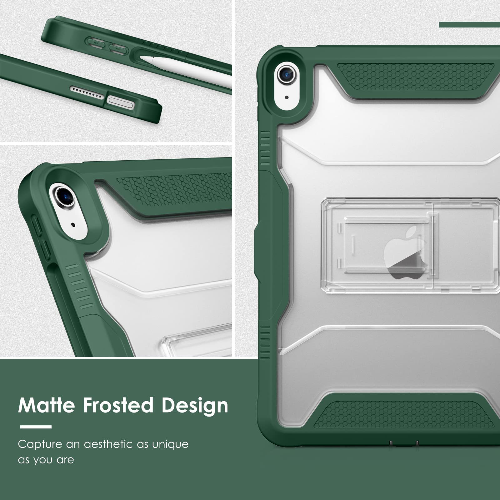 Vikesi For Ipad 10Th Generation Kickstand Protective Case 2022,Ipad 10.9 Inch Shockproof Cover With Matte Frosted Back   Midnigh