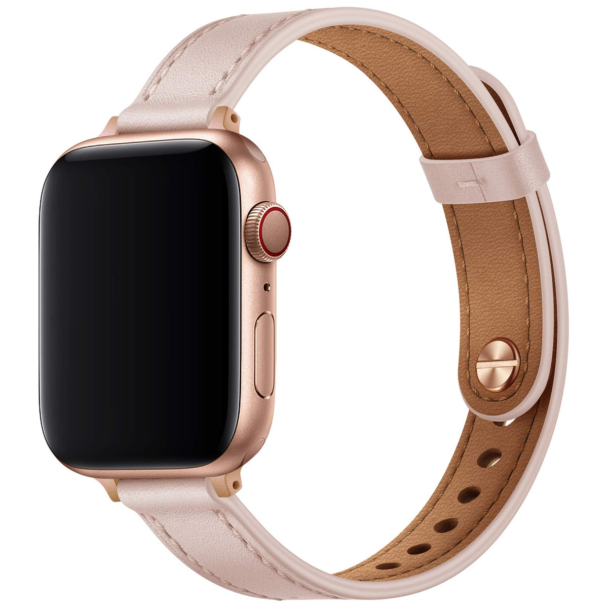 Ouheng Slim Band Compatible With Apple Watch Band 41Mm 40Mm 38Mm, Women Genuine Leather Band Thin Strap For Iwatch Se2 Se Series