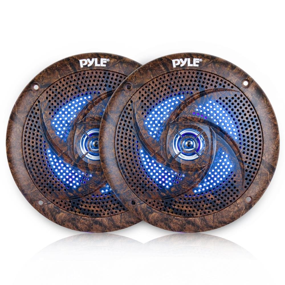 Pyle 6.5 Inch Marine Speakers - 2 Way IP44 Waterproof and Weather Resistant Outdoor Audio Stereo Sound System with Built-in Led