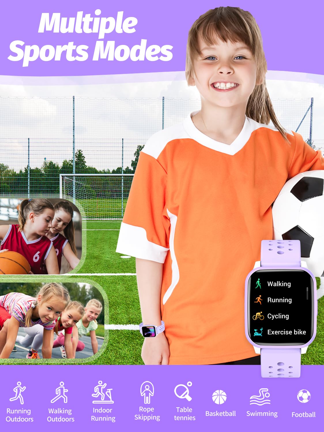 Butele Kids Smart Watch For Girls Boys, Game Smart Watch Gifts For 4 16 Years Old With Sleep Mode 20 Sports Modes 5 Games Pedome