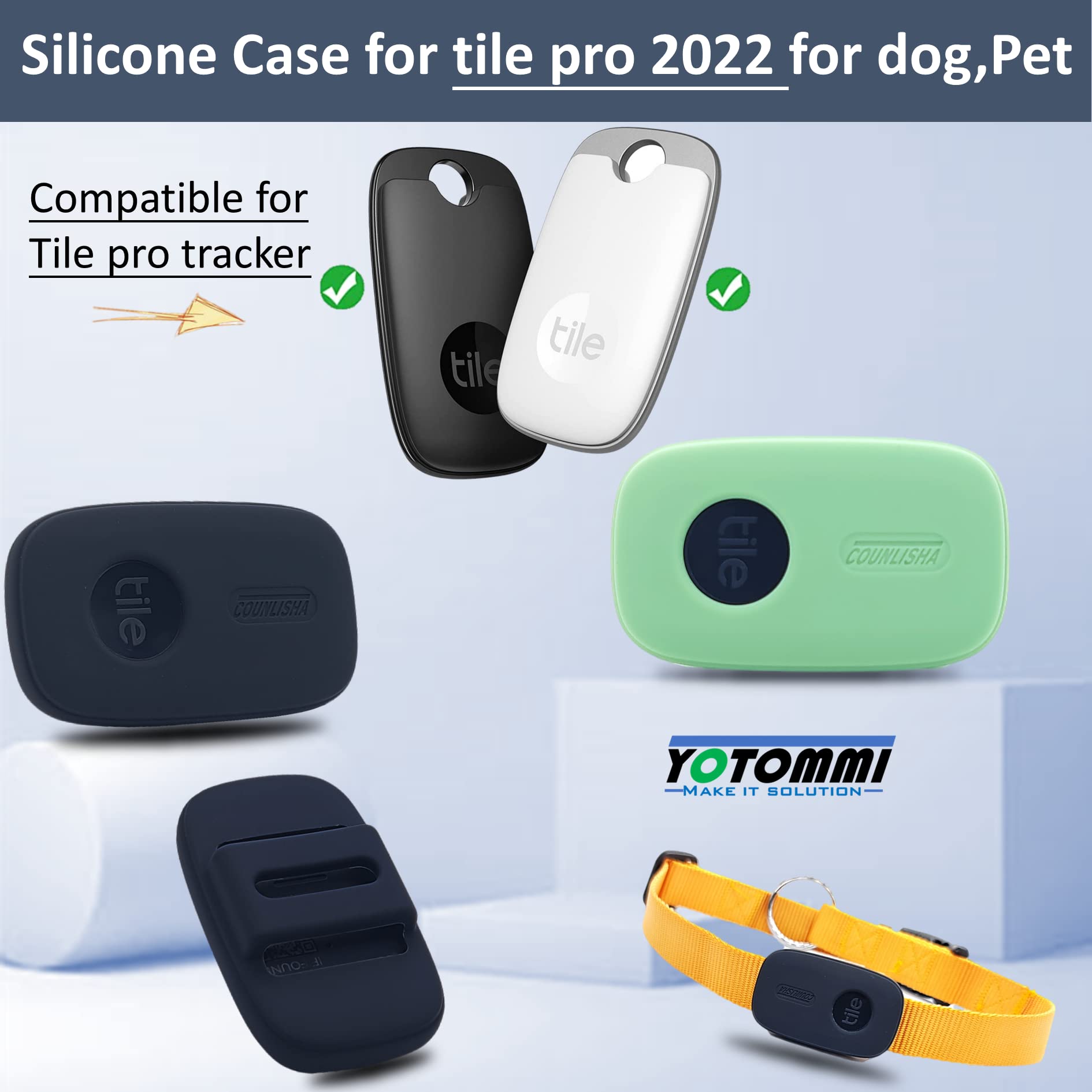 Silicone Case For Tile Pro (2022) For Dog Collar, Durable Cover Finder Tag For Pet Necklace, Secure Holder For Tilepro Tracker (400 Feet) For Cat Belt,Bag,2Pack