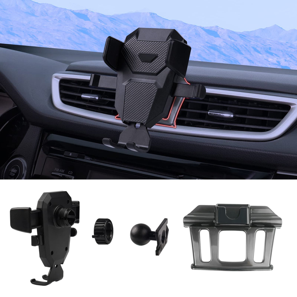 Karltys Compatible With Cell Phone Holder Nissan Rogue 2014-2020 (Not For Rogue Select) /Rogue Sport 2017-2023 /Murano 2015-2023 Car Mobile Phone Holder Dashboard Air Vent Mount Adjustable Stand