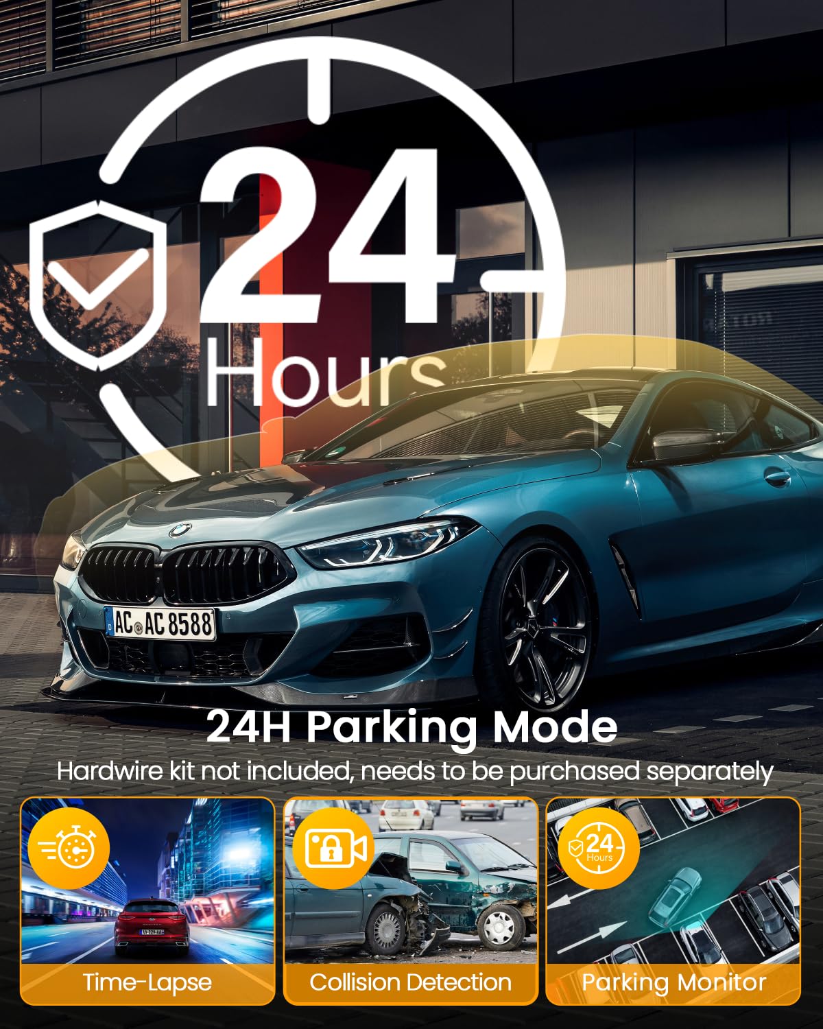 Dash Cam Front And Rear, 4K Uhd Dual Dash Camera For Cars, 3.16'' Ips Dashboard Camera Recorder Built In Wifi & App Control, Wit