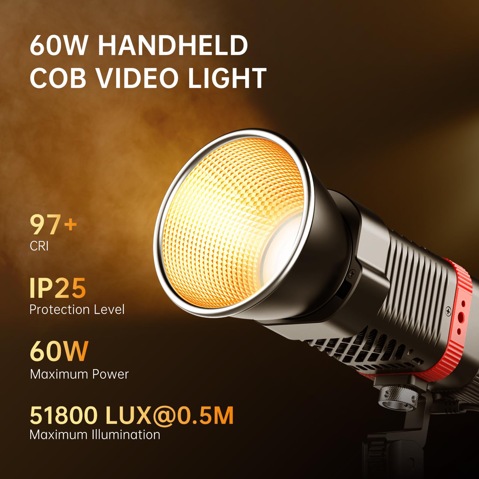 Gvm Pl60B 60W Video Light For Cob Studio Lights, Portable Photography Lighting For Recording, Handheld Led Video Lighting, 2* Ba