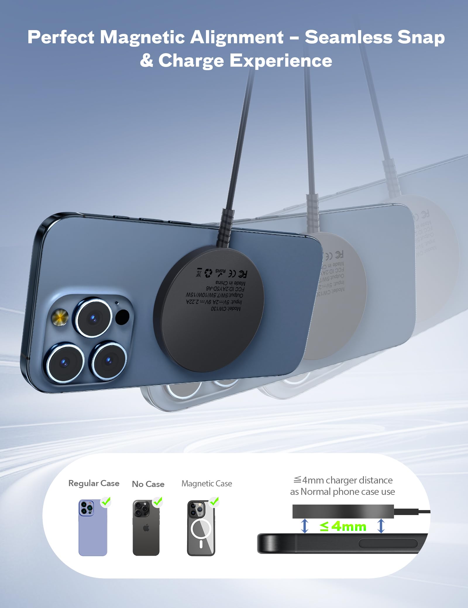 Magnetic Wireless Charger Fast Charge Strong Magnet Charging Pad For Iphone 16/15/14/13/12 - Series&Airpods Pro 4-2, Daul Ports,