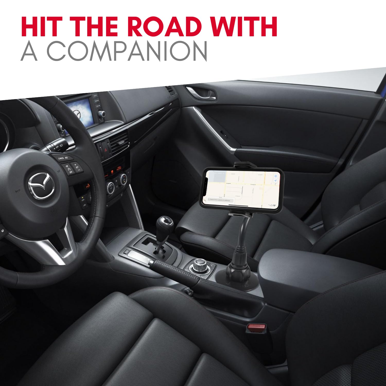 Macally Car Cup Holder Phone Mount   Secure Fit For Phones Up To 4.1    Wide   Cup Phone Holder For Car With Flexible Gooseneck