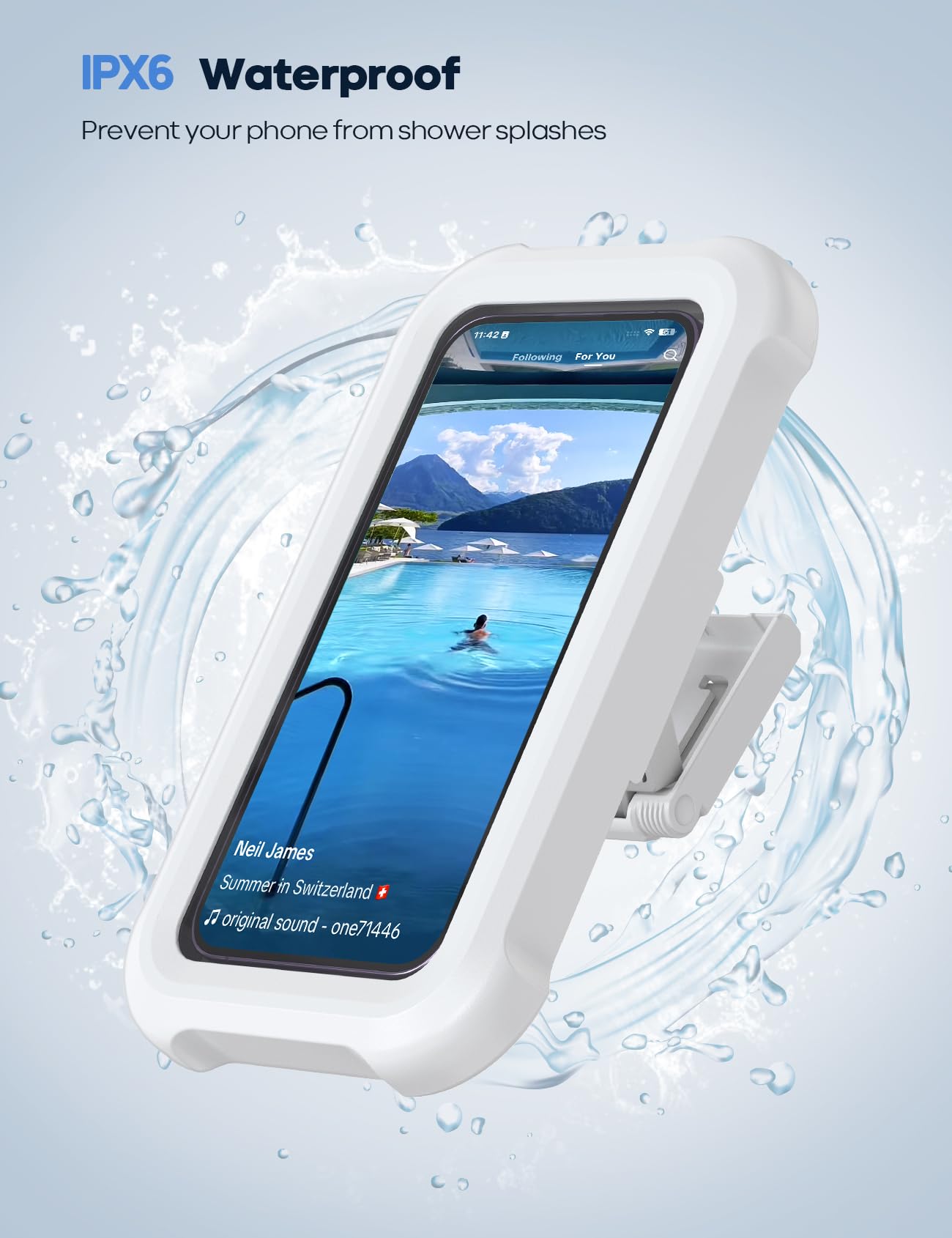 Lamicall Shower Phone Holder Waterproof   480 Rotatable Retractable Adjustable Shower Phone Case Holder, Bathroom Wall Phone Mou