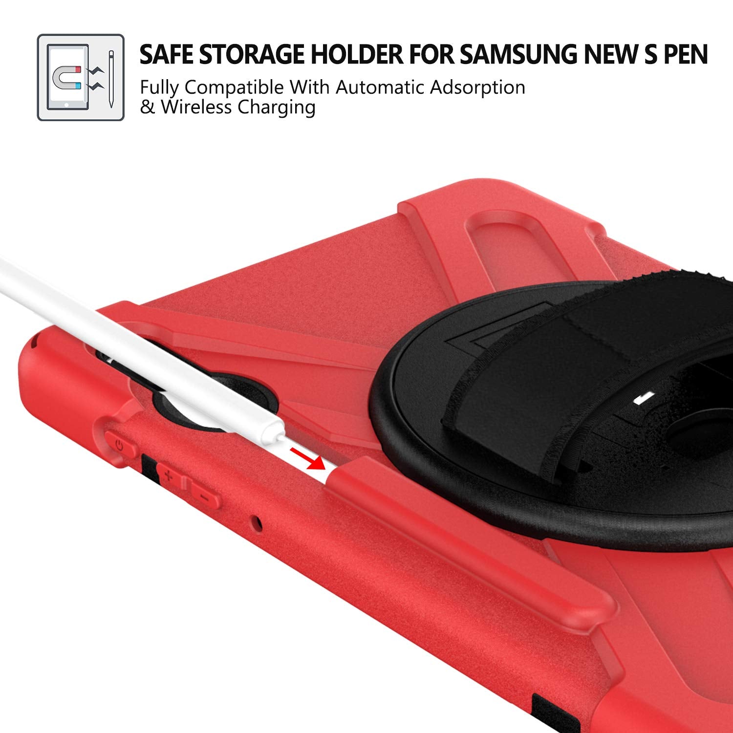 Braecn For Galaxy Tab S6 Case,[With S Pen Holder] Three Layers Heavy Duty Shockproof Case With Hand Strap,Shoulder Strap,360 Kic