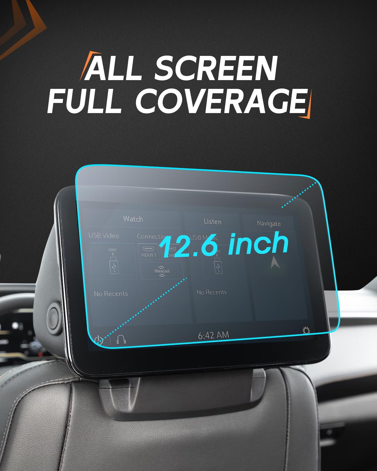 (2Pcs) Matte Anti Glare Tempered Glass Rear Seat Tv Dvd Media Screen Protector, 12.6 Inches, For 2021 2022 2023 2024 2025 Chevy Tahoe, Suburban, Gmc Yukon, Yukon Denali Accessories