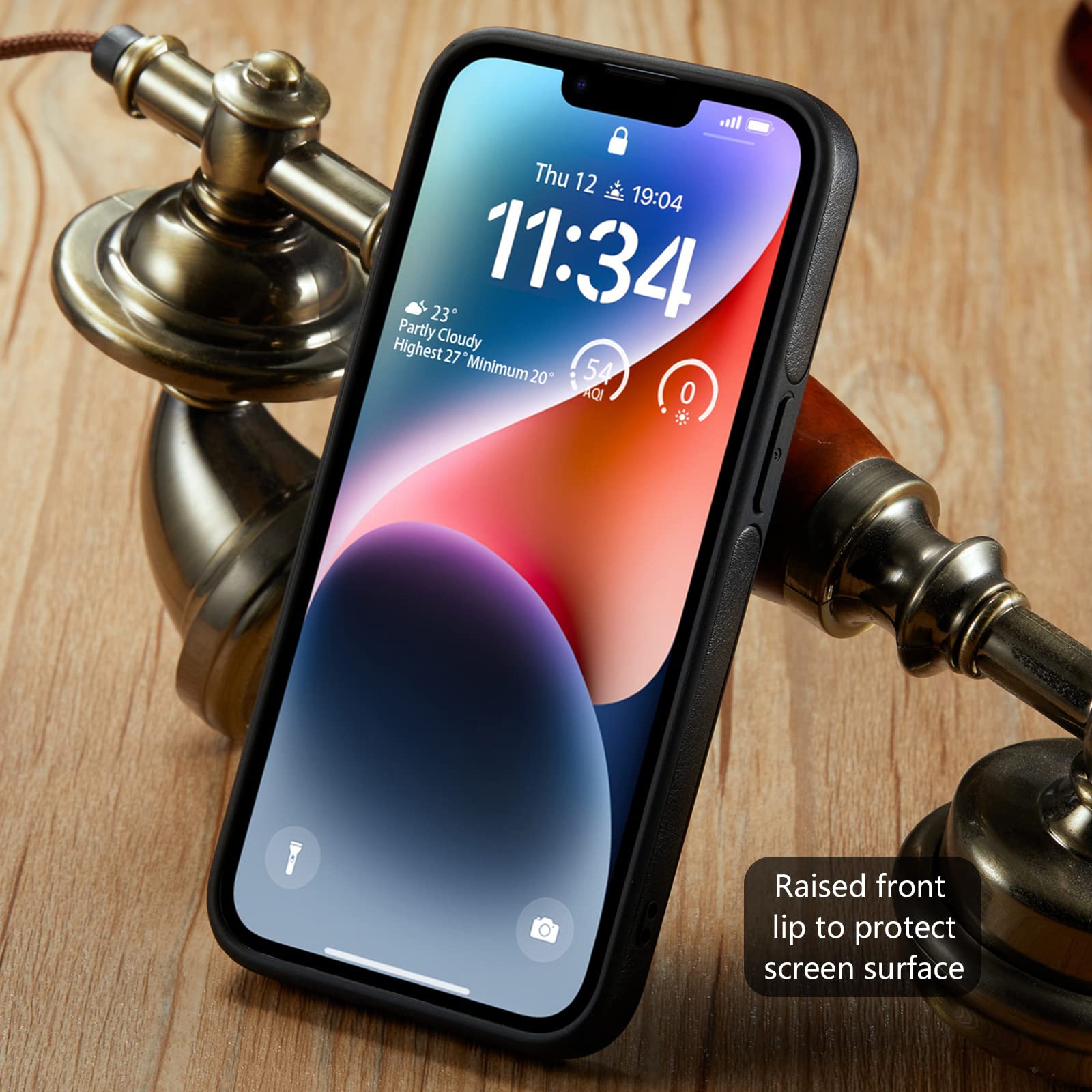 Casus Logo View Compatible With Iphone 14 Plus Case Slim Premium Vegan Leather Classic Luxury Elegant Thin Cover (2022) 6.7'' (B