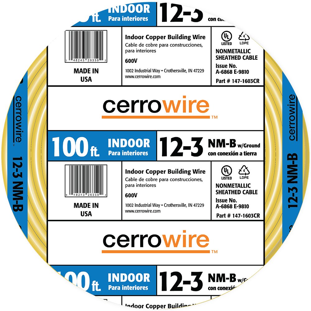 Cerro 147 1603C 100' 12/3 Gauge 3 Conductor Nmb Wire