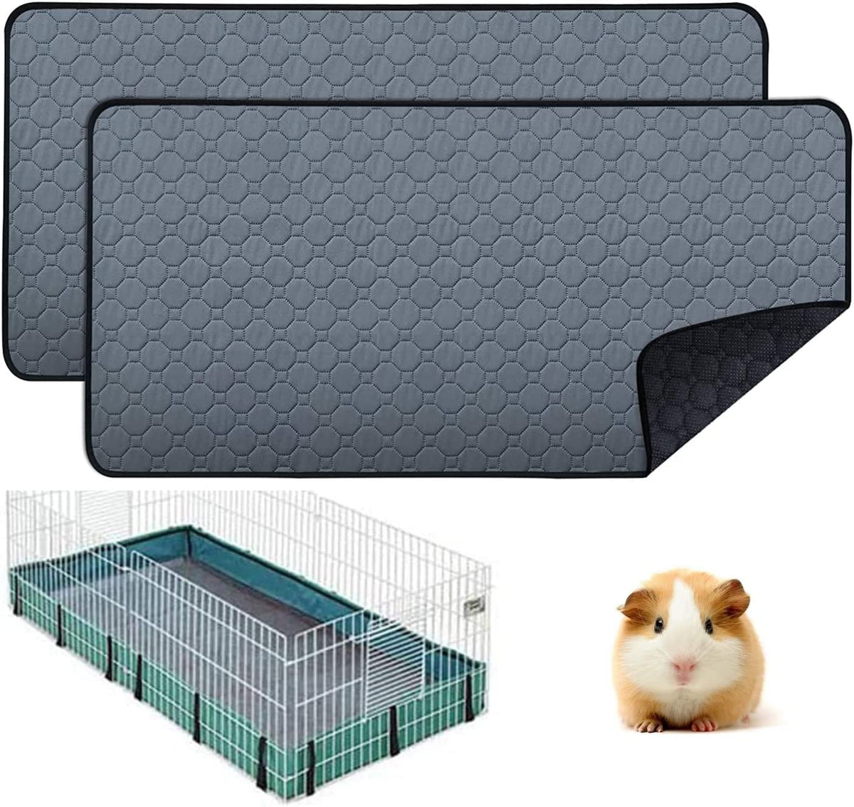Guinea Pig Cage Liners   Washable Guinea Pig Pee Pads, Waterproof Reusable  Anti Slip Guinea Pig Bedding Fast And Super Absorben