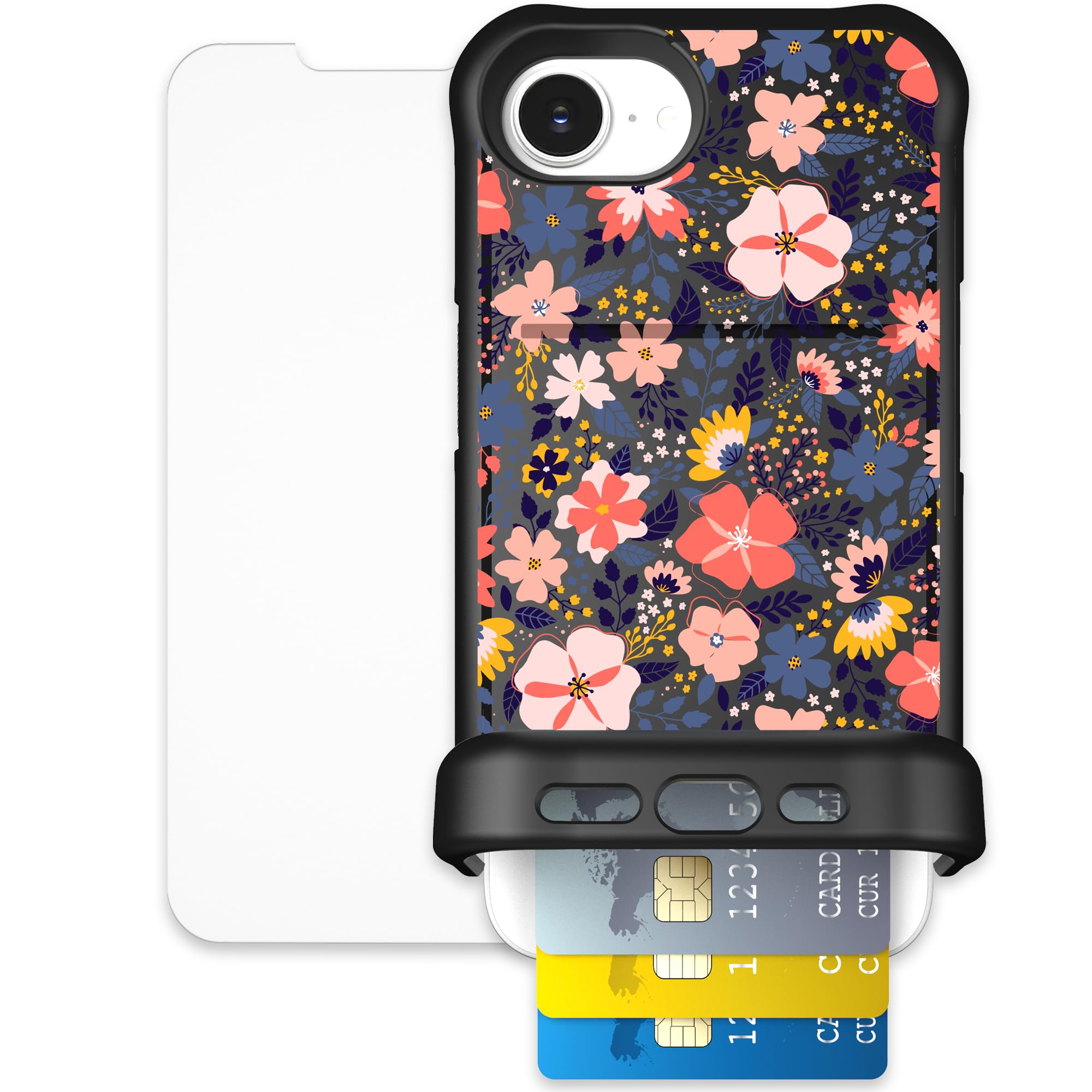 Scooch for iPhone 17e/16e Case with Card Holder, Wingmate Wallet Case with Hidden Card Slot and RFID Protection for up to 4 Card