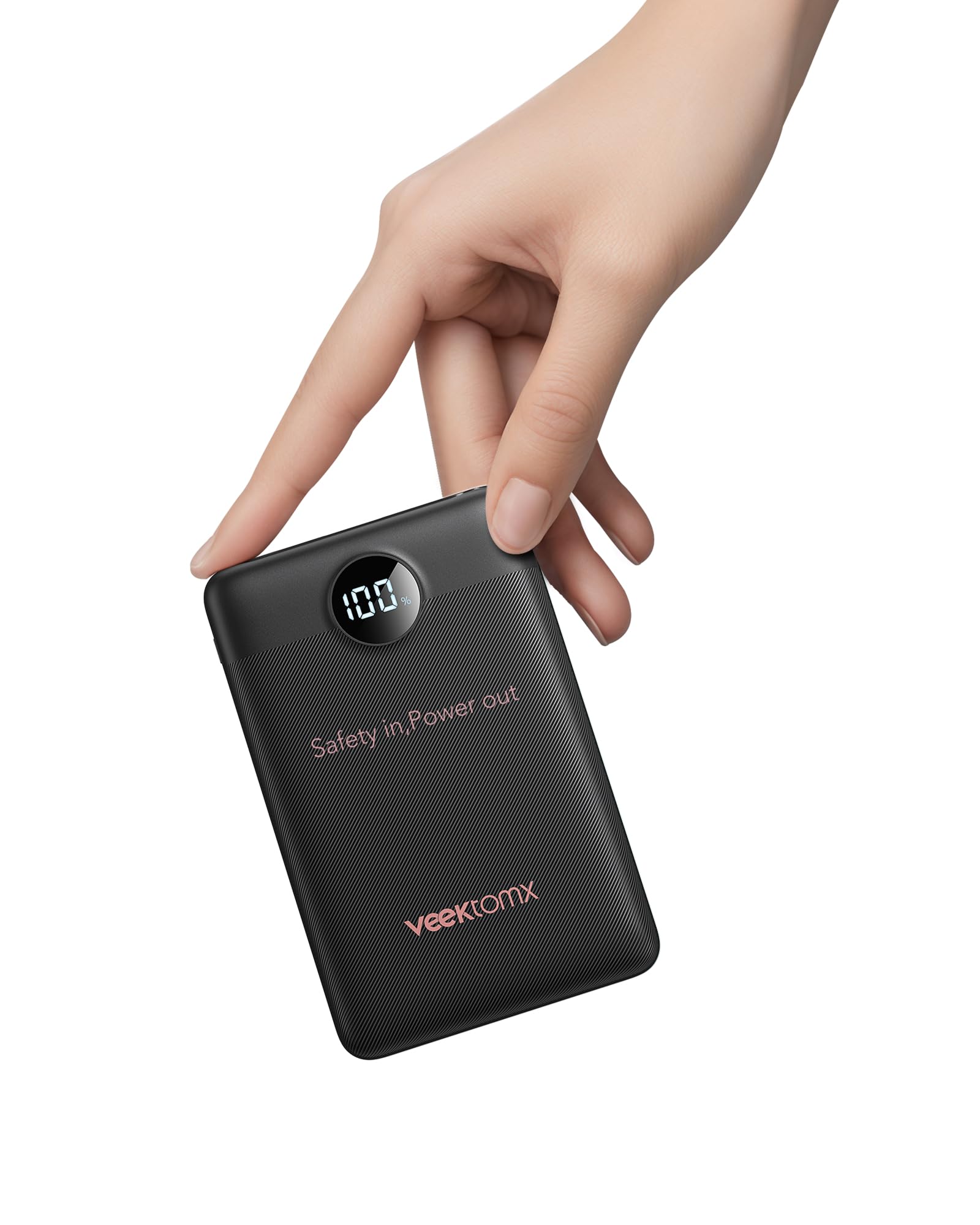 VEEKTOMX Mini Power Bank 10000mAh - Ultra Slim Portable Charger Pocket Size Battery Pack Compatible with iPhone, Samsung & Andro